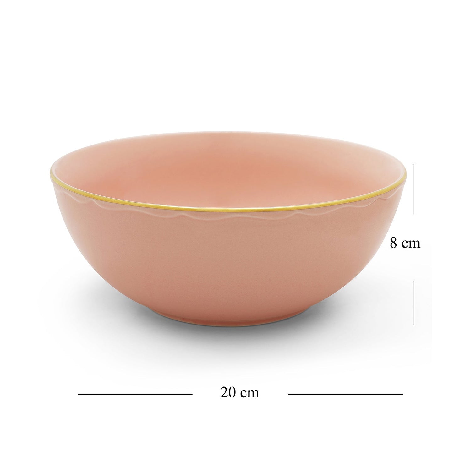 Pink Porcelain Serving Bowl With Gold Rim