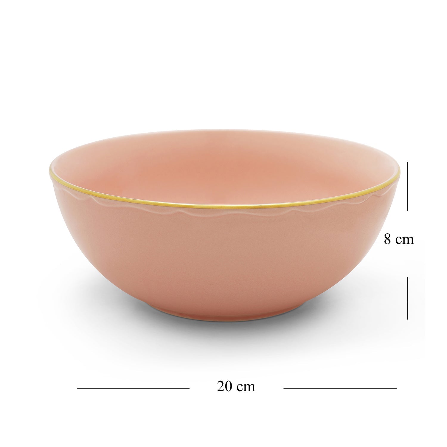 Pink Porcelain Serving Bowl With Gold Rim