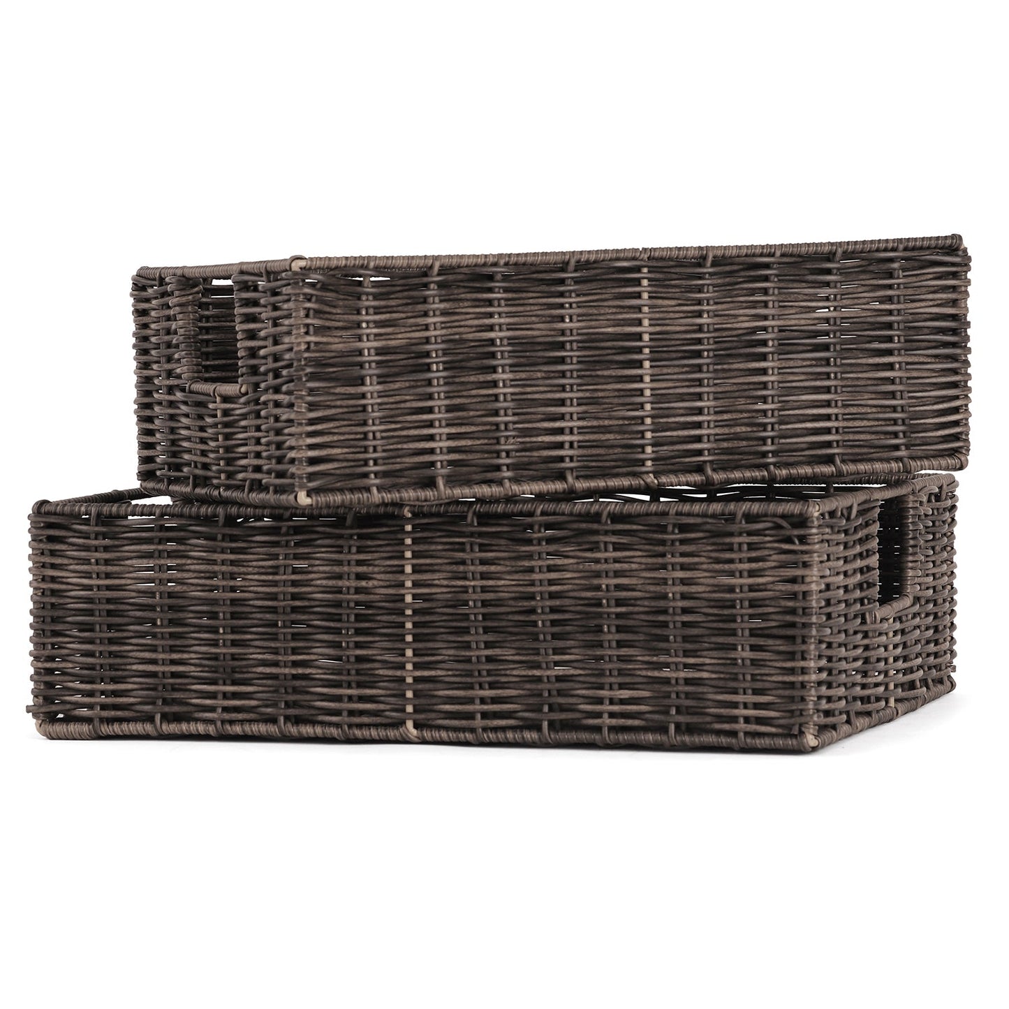Set Of 2 Brown Resin Wicker Basket