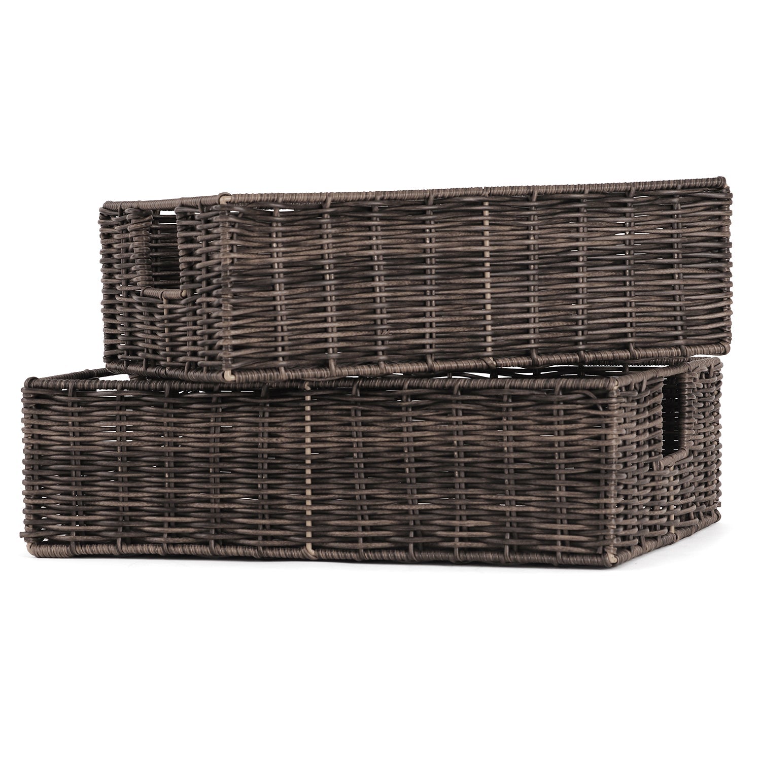 Set Of 2 Brown Resin Wicker Basket