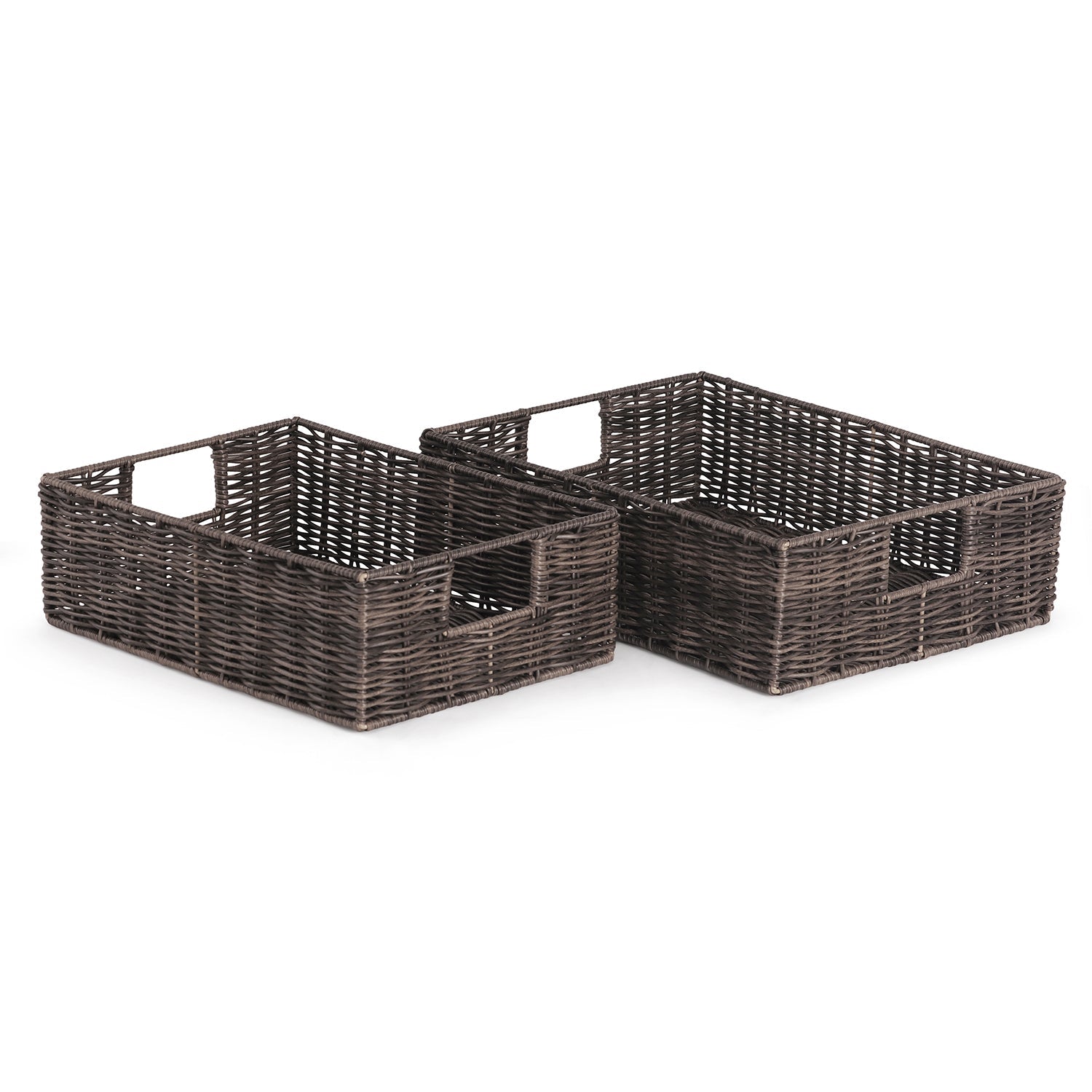 Set Of 2 Brown Resin Wicker Basket