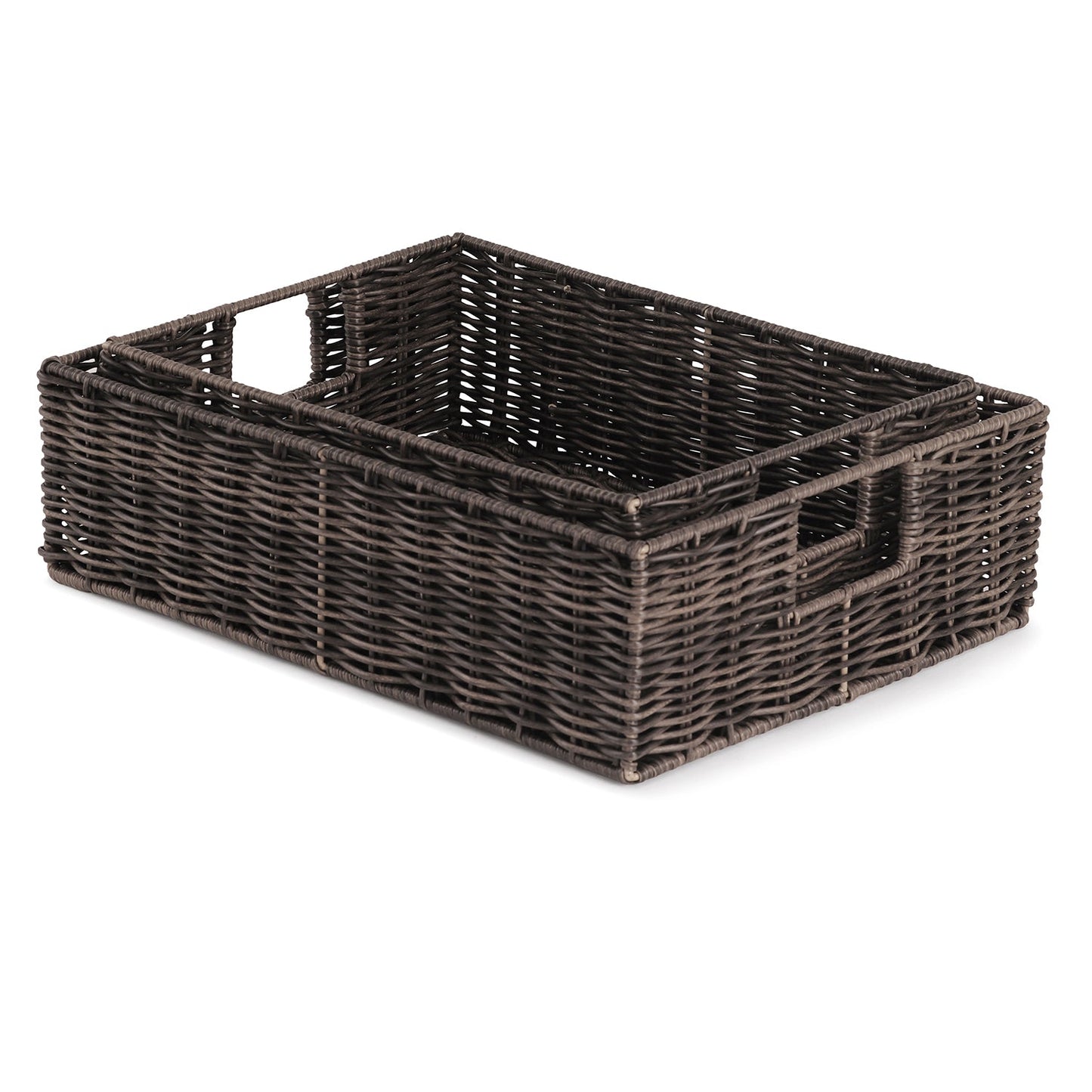 Set Of 2 Brown Resin Wicker Basket
