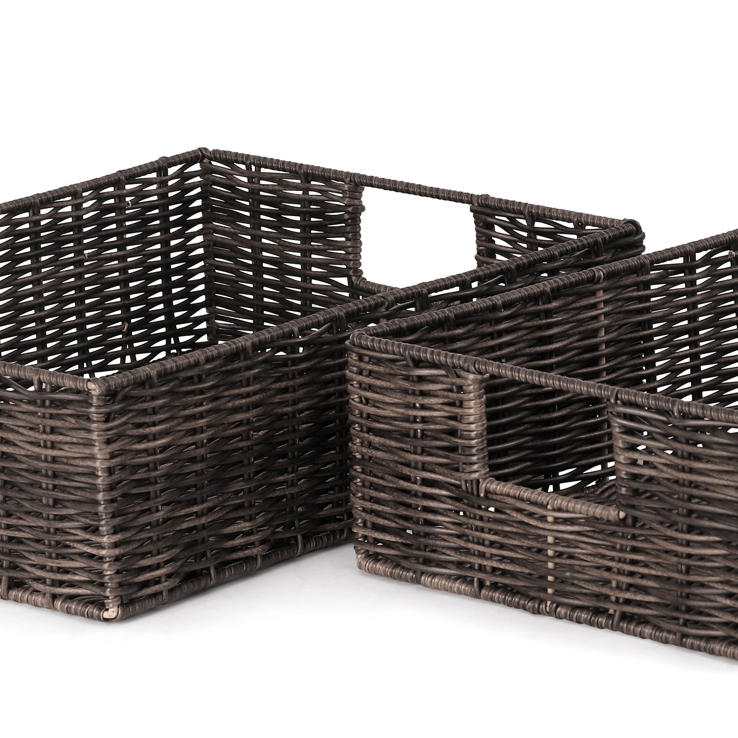 Set Of 2 Brown Resin Wicker Basket