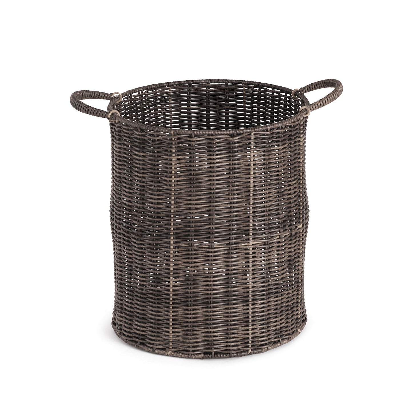 Brown Resin Wicker Bin 30.48×30.48×35.56cm