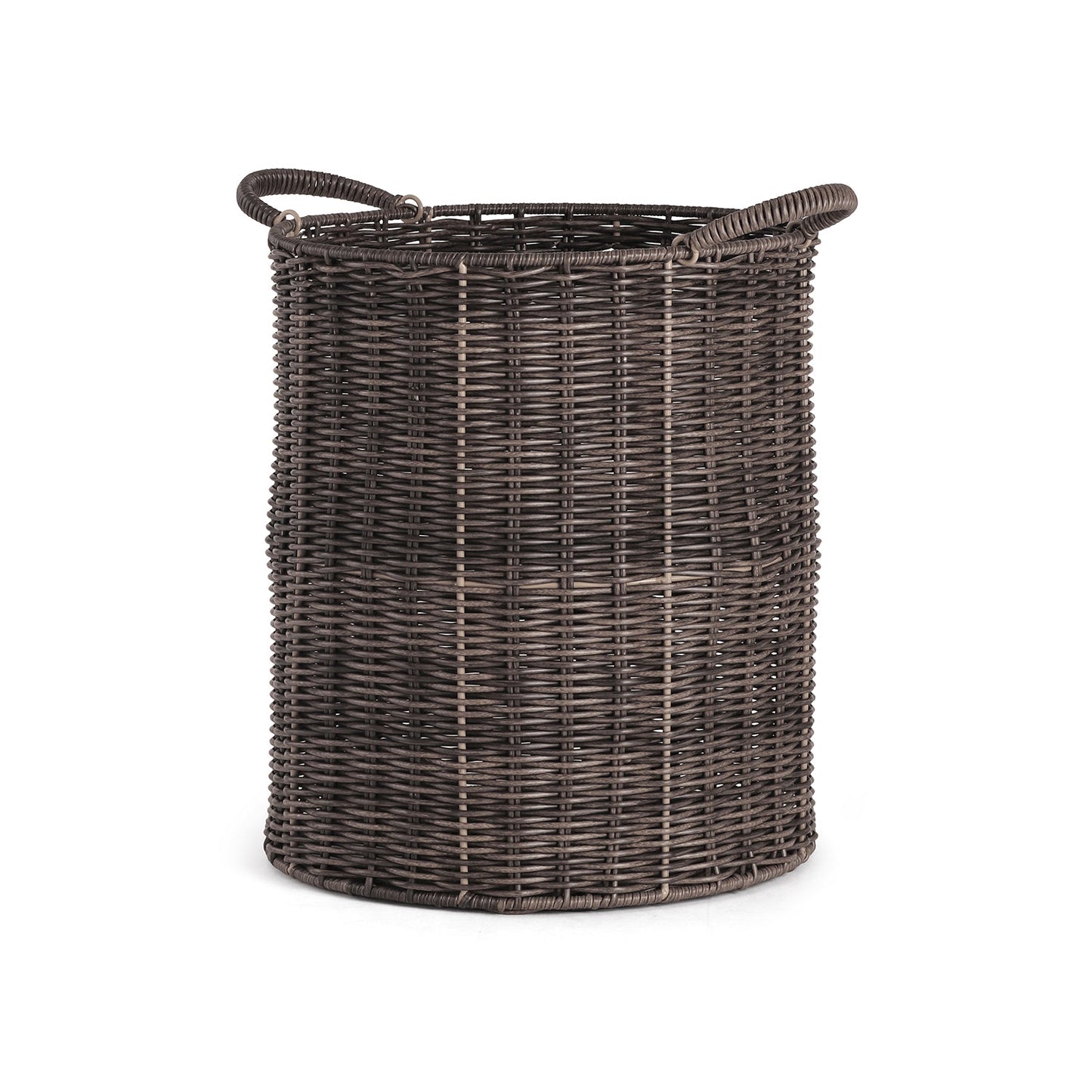 Brown Resin Wicker Bin 30.48×30.48×35.56cm