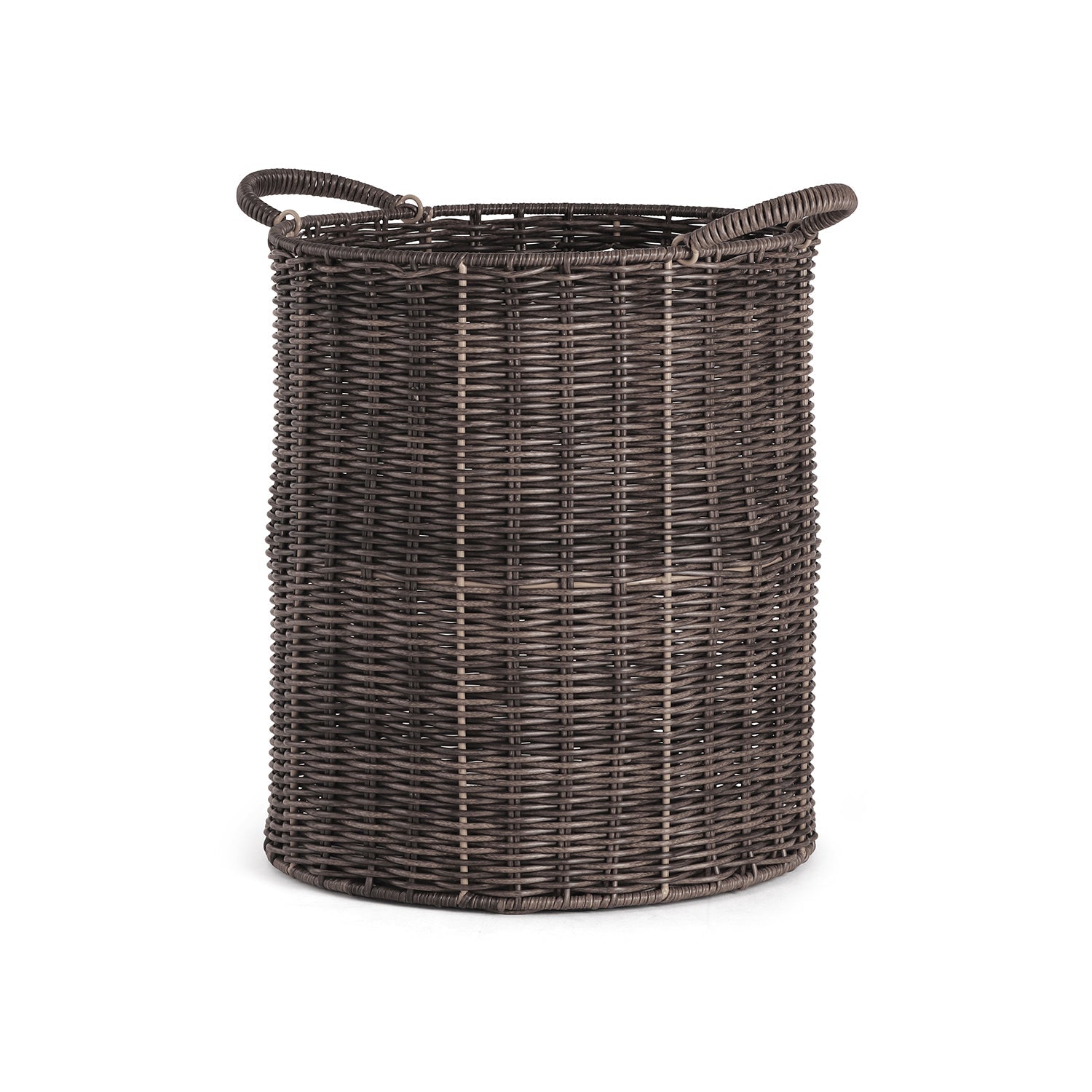 Brown Resin Wicker Bin 30.48×30.48×35.56cm