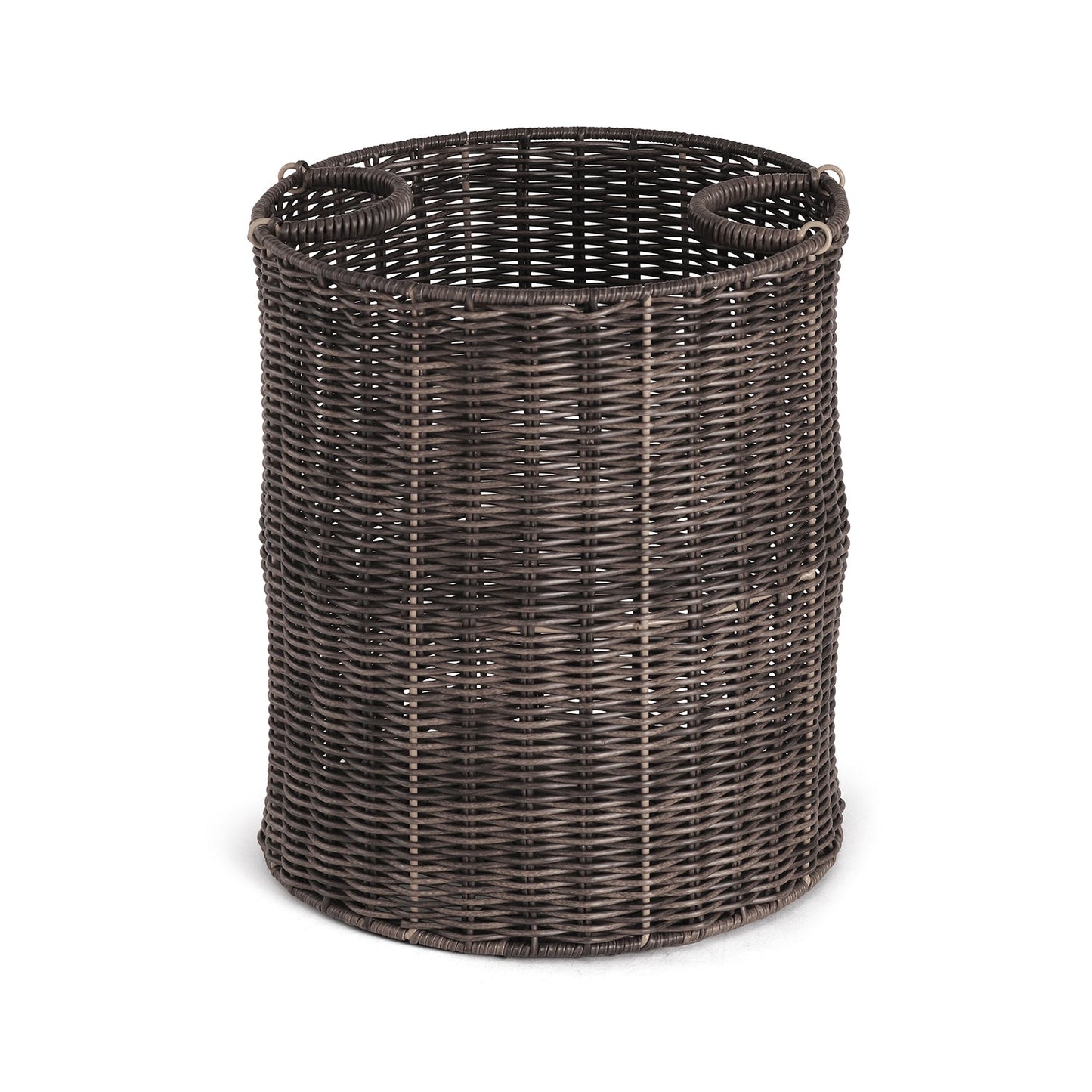 Brown Resin Wicker Bin 30.48×30.48×35.56cm