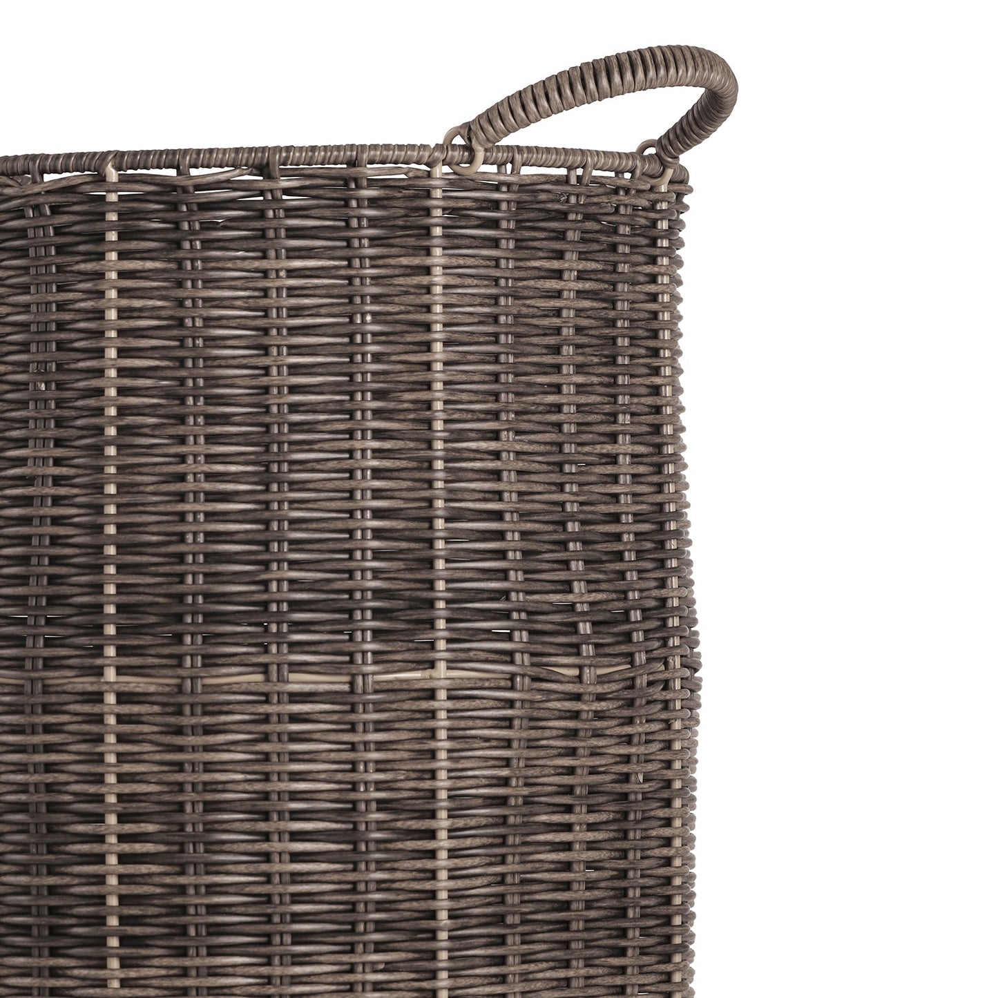Brown Resin Wicker Bin 30.48×30.48×35.56cm