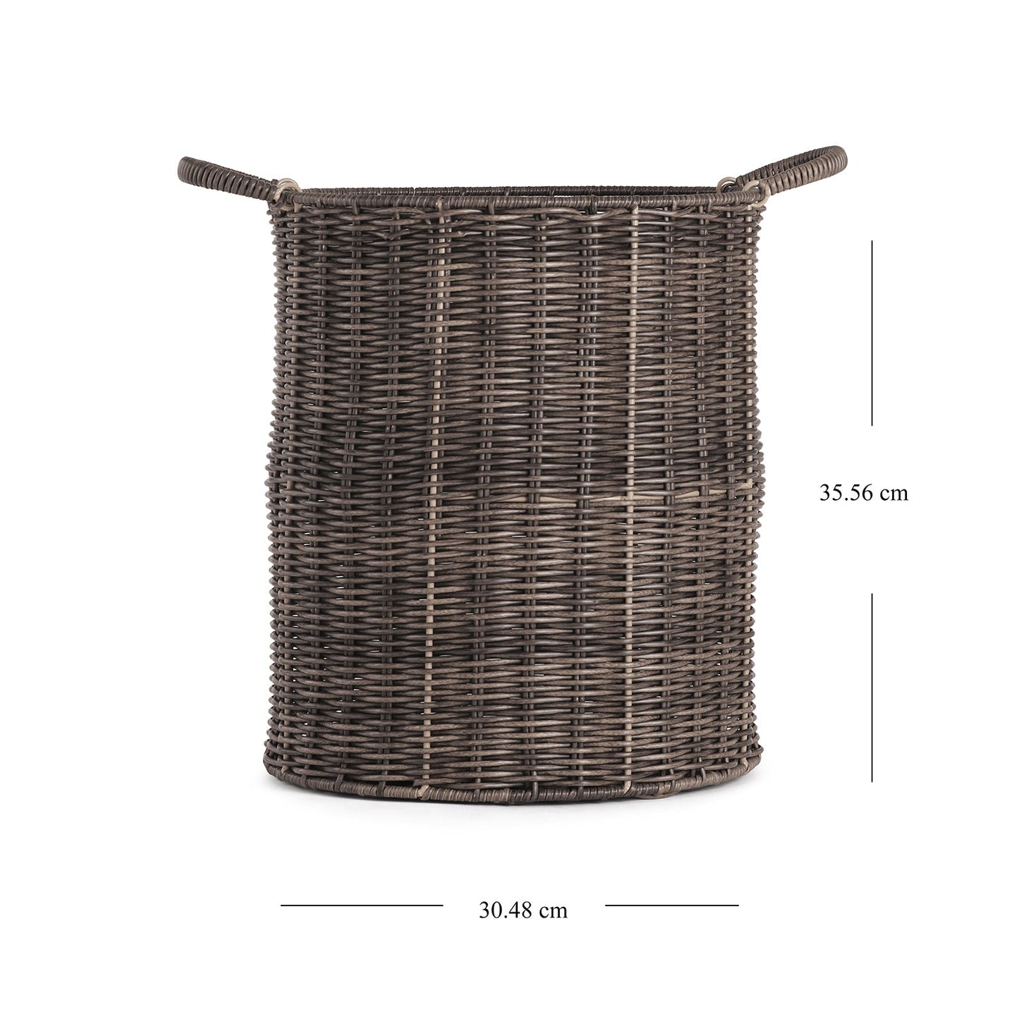 Brown Resin Wicker Bin 30.48×30.48×35.56cm