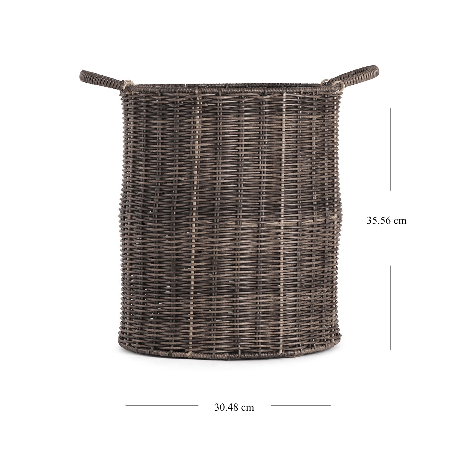 Brown Resin Wicker Bin 30.48×30.48×35.56cm
