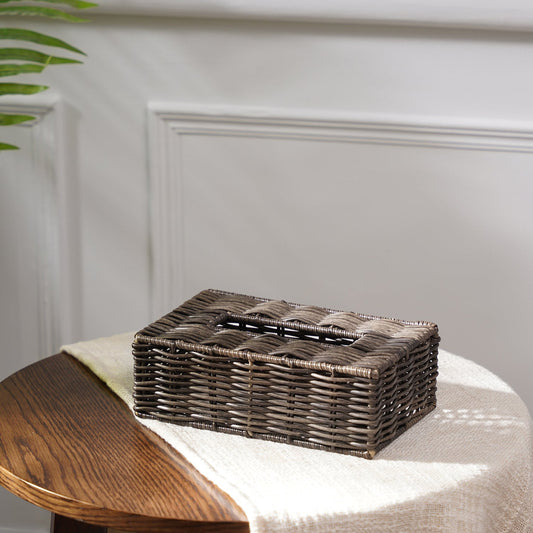 Brown Resin Wicker Tissue Cover