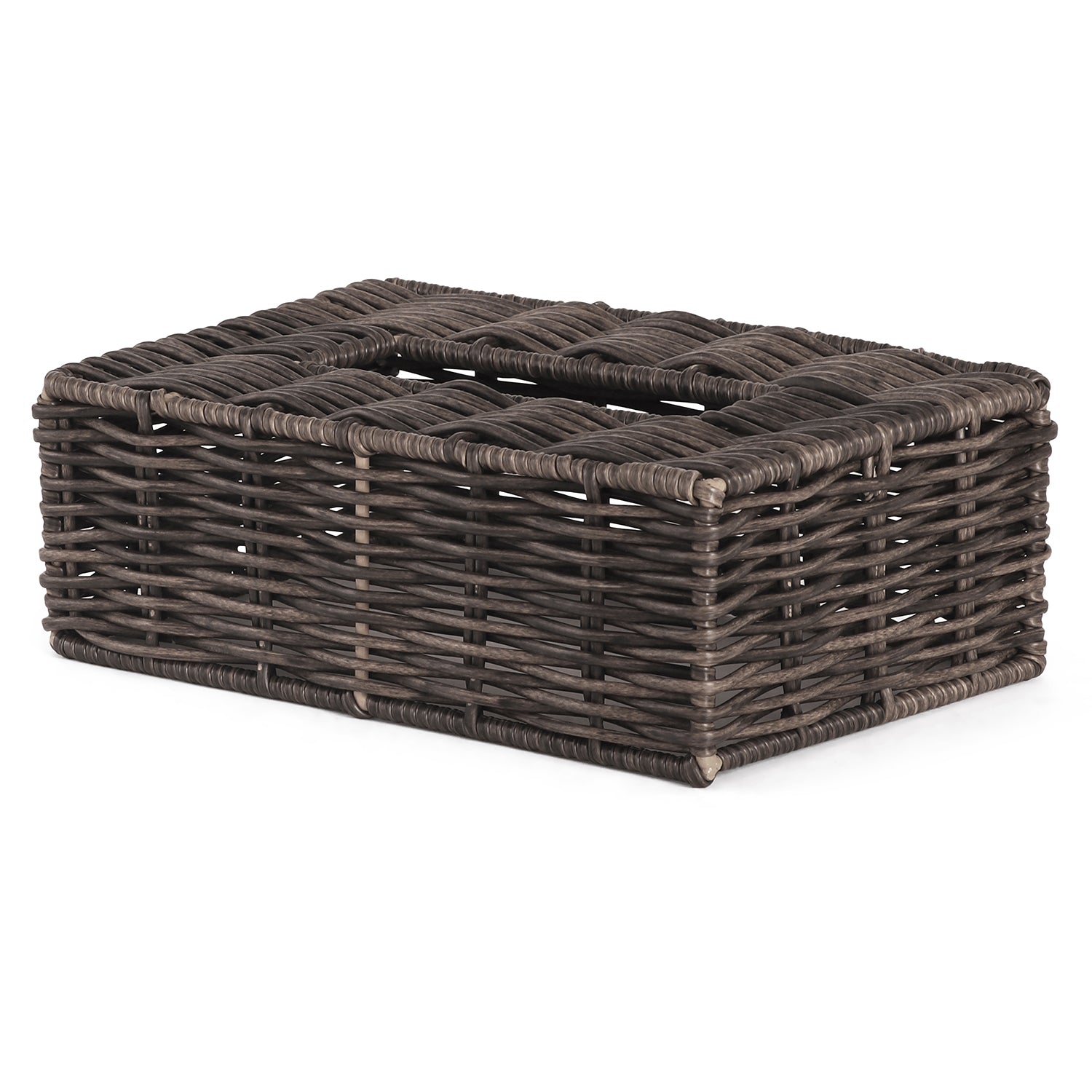 Brown Resin Wicker Tissue Cover