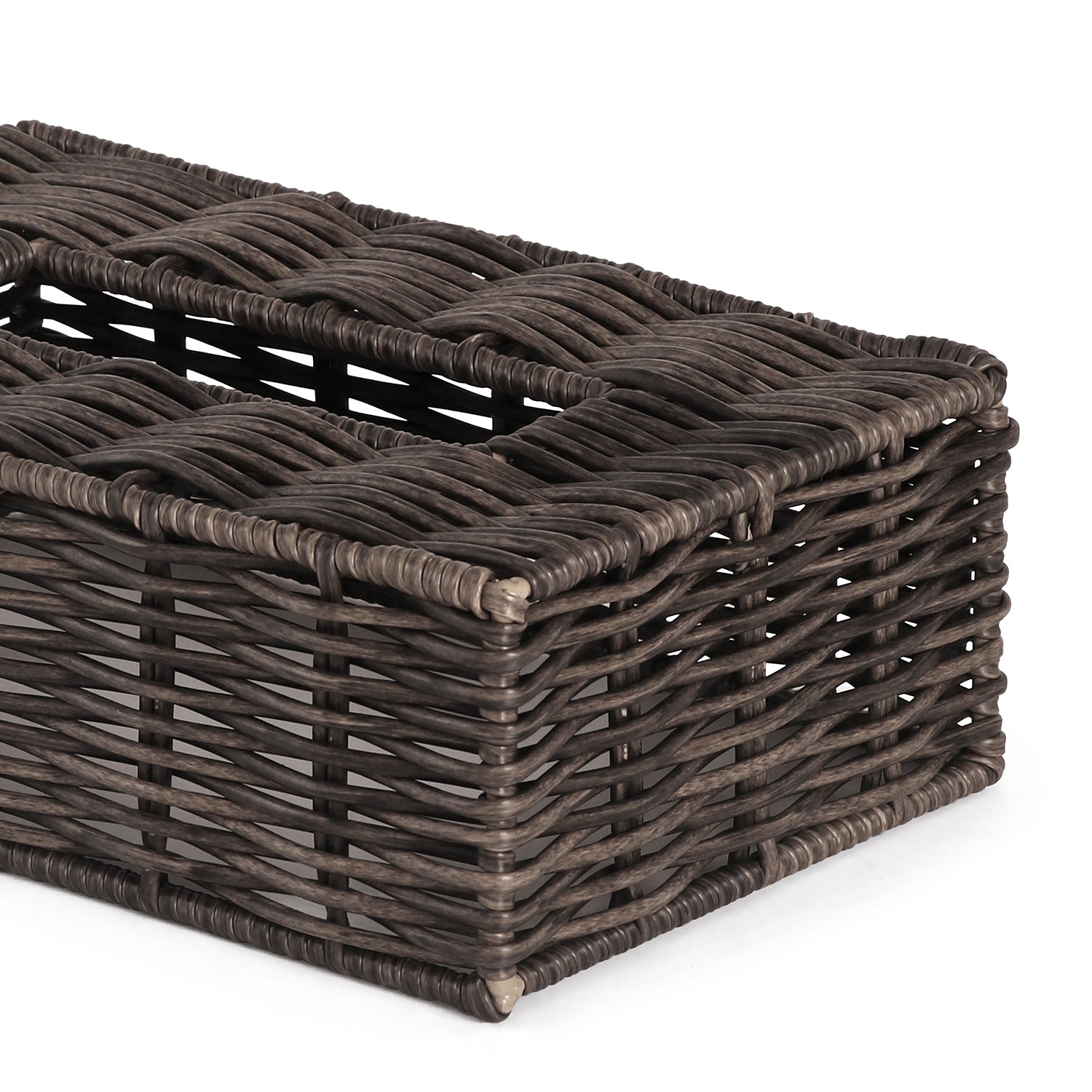 Brown Resin Wicker Tissue Cover