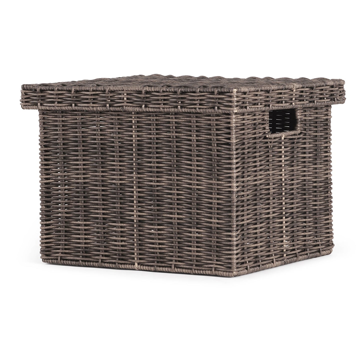 Brown Resin Wicker Multipurpose Storage Box With Lid