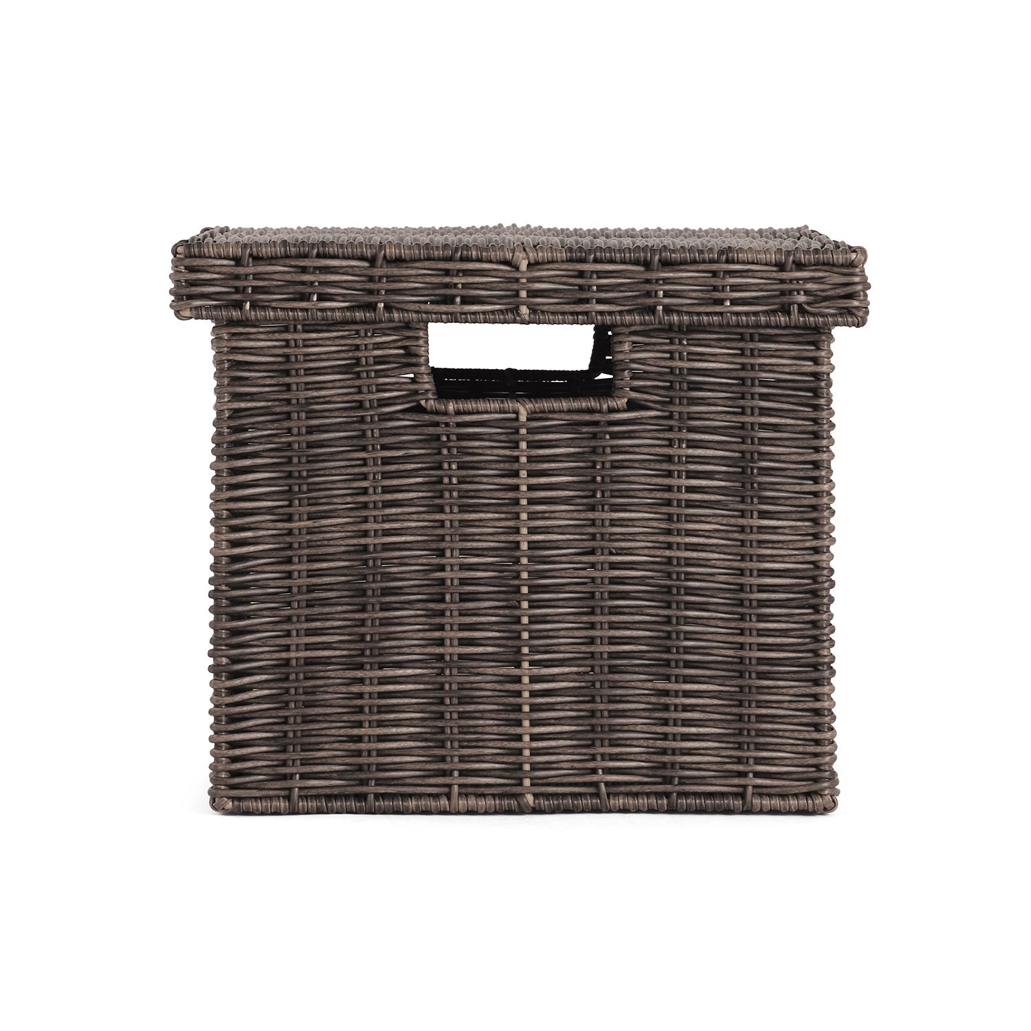 Brown Resin Wicker Multipurpose Storage Box With Lid