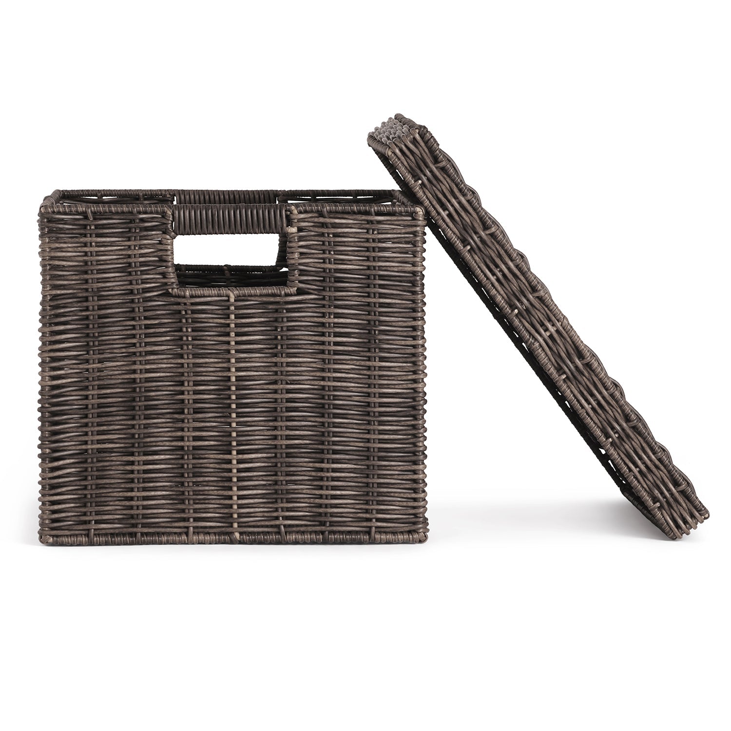 Brown Resin Wicker Multipurpose Storage Box With Lid