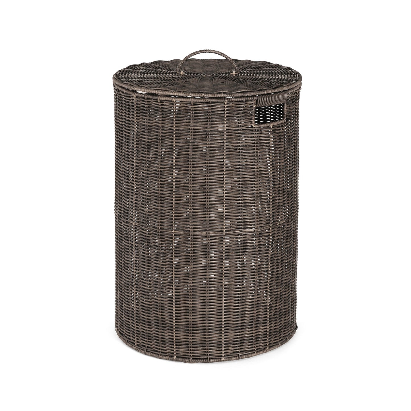 Brown Resin Wicker Laundry Basket With Lid 43.18×43.18×60.96cm