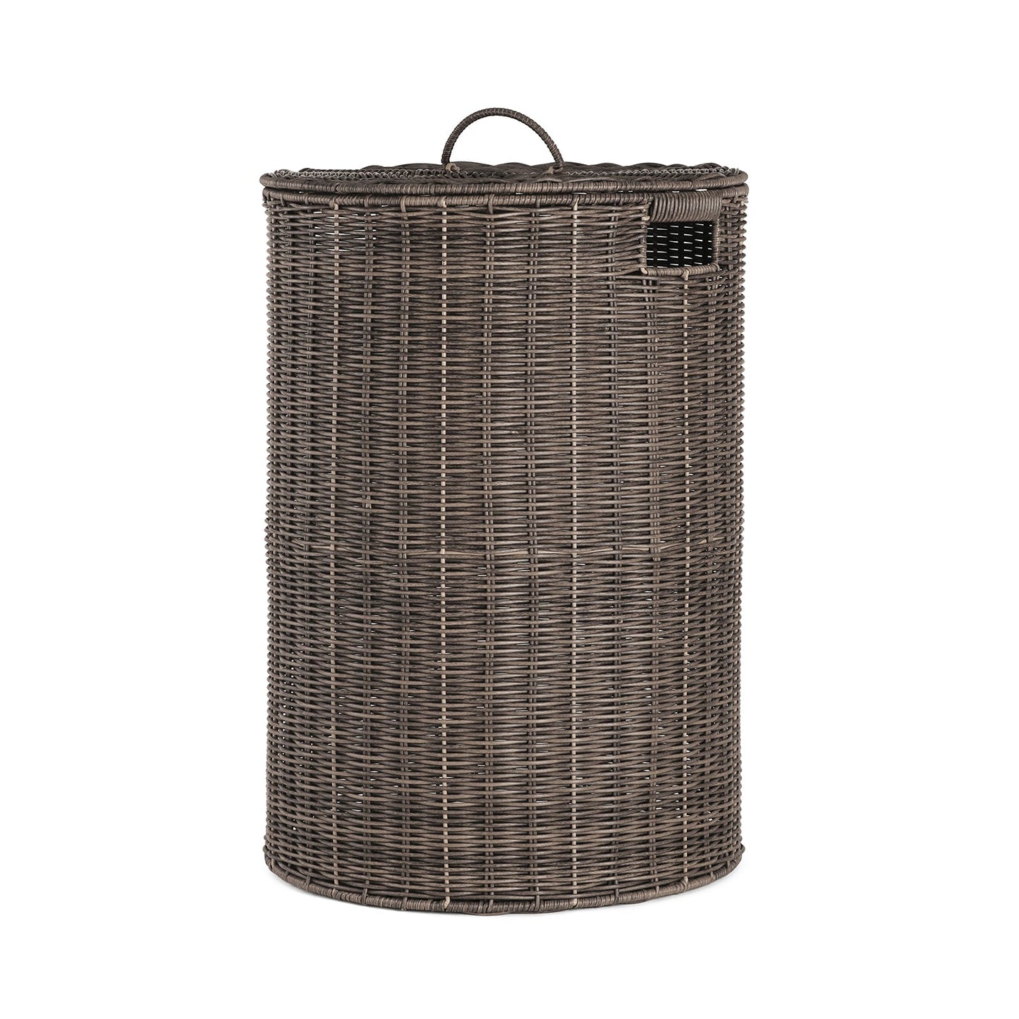 Brown Resin Wicker Laundry Basket With Lid 43.18×43.18×60.96cm