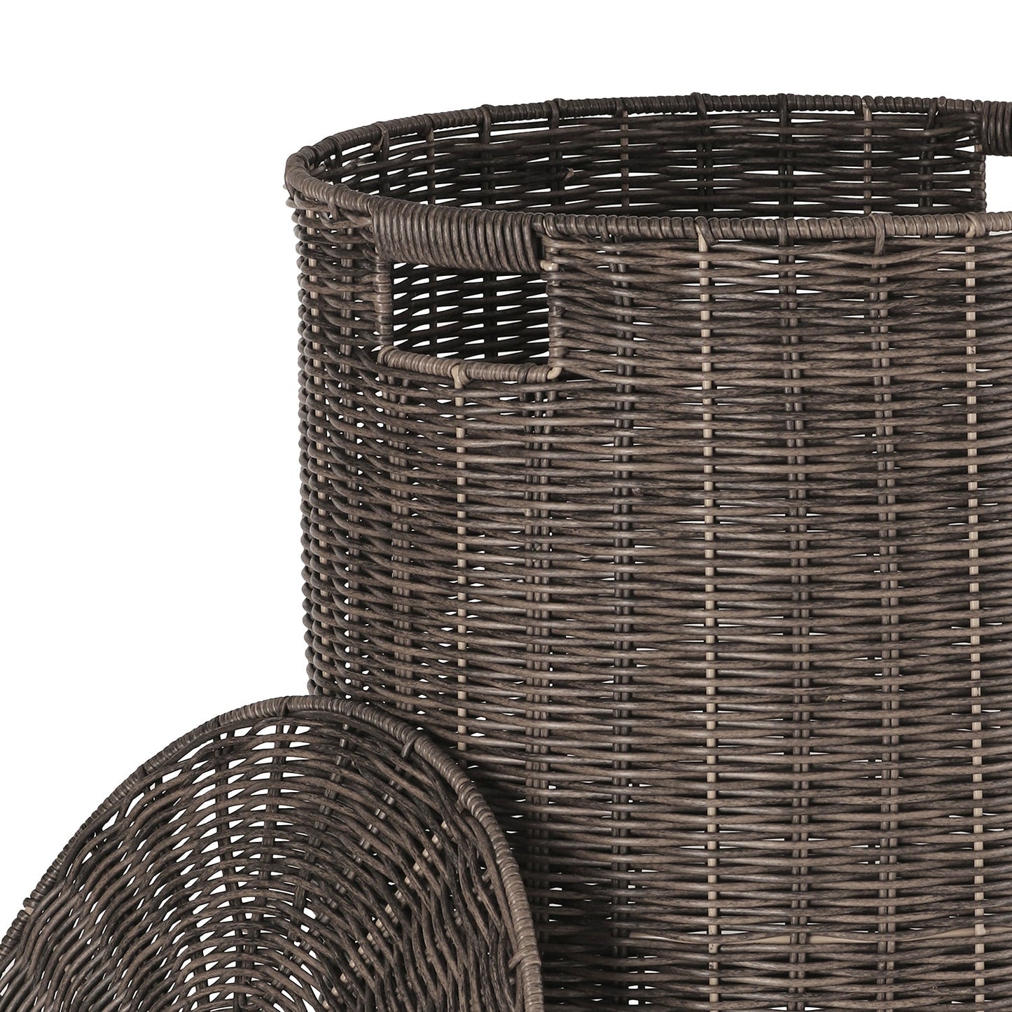 Brown Resin Wicker Laundry Basket With Lid 43.18×43.18×60.96cm