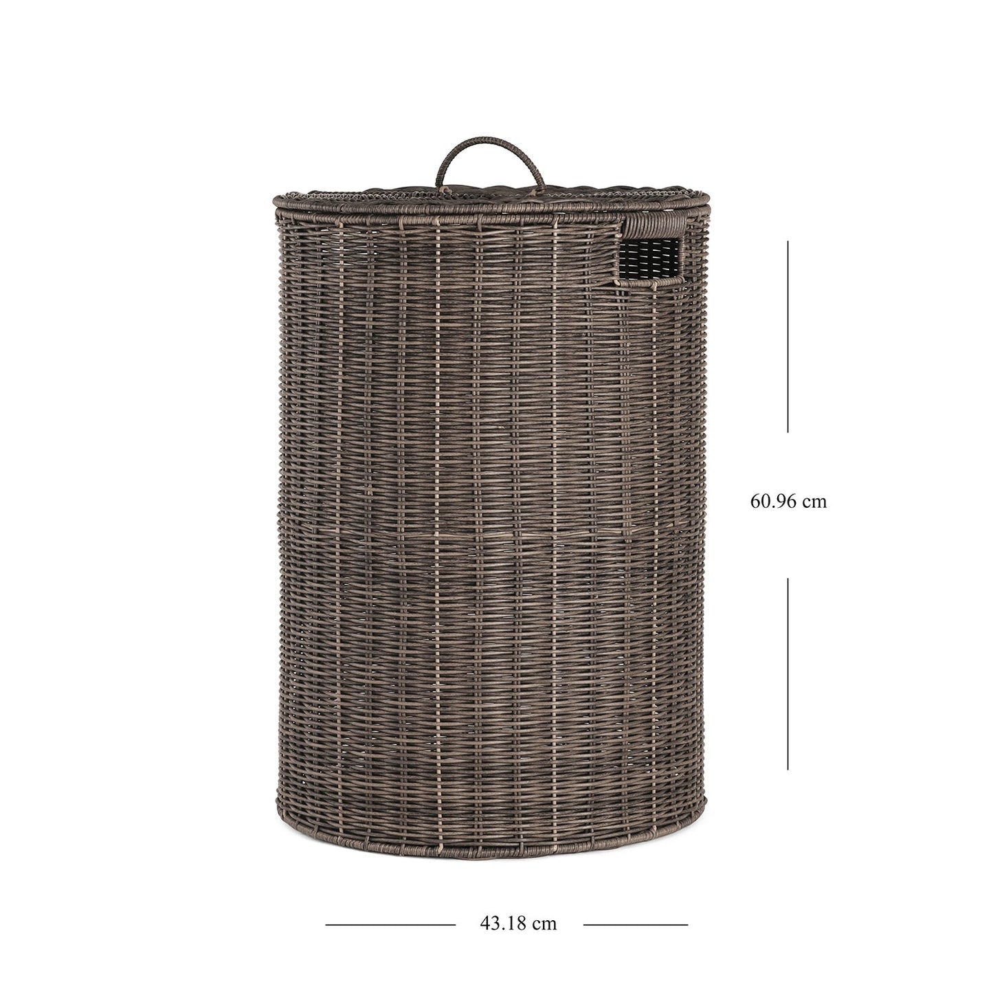 Brown Resin Wicker Laundry Basket With Lid 43.18×43.18×60.96cm