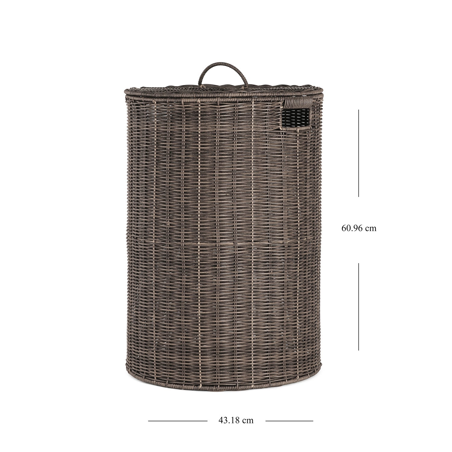 Brown Resin Wicker Laundry Basket With Lid 43.18×43.18×60.96cm