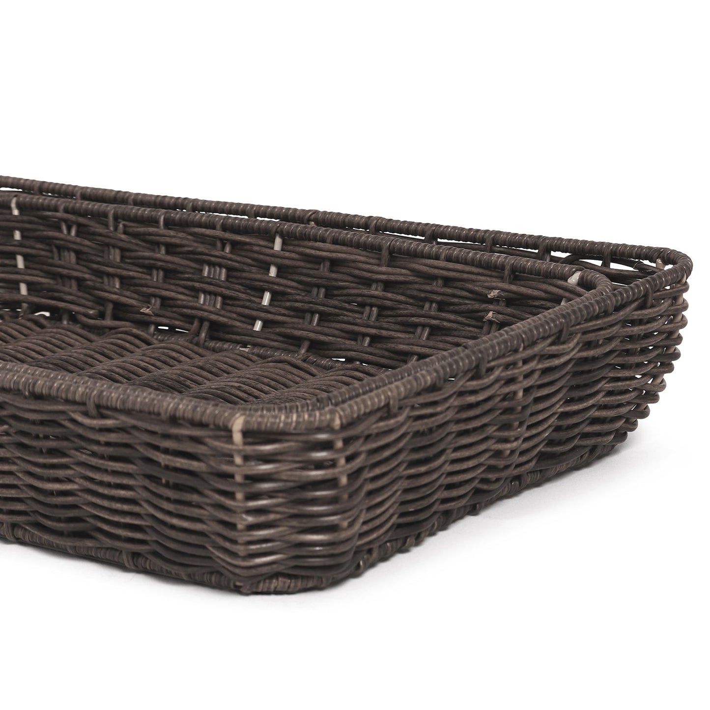 Set Of 2 Brown Resin Wicker Trays