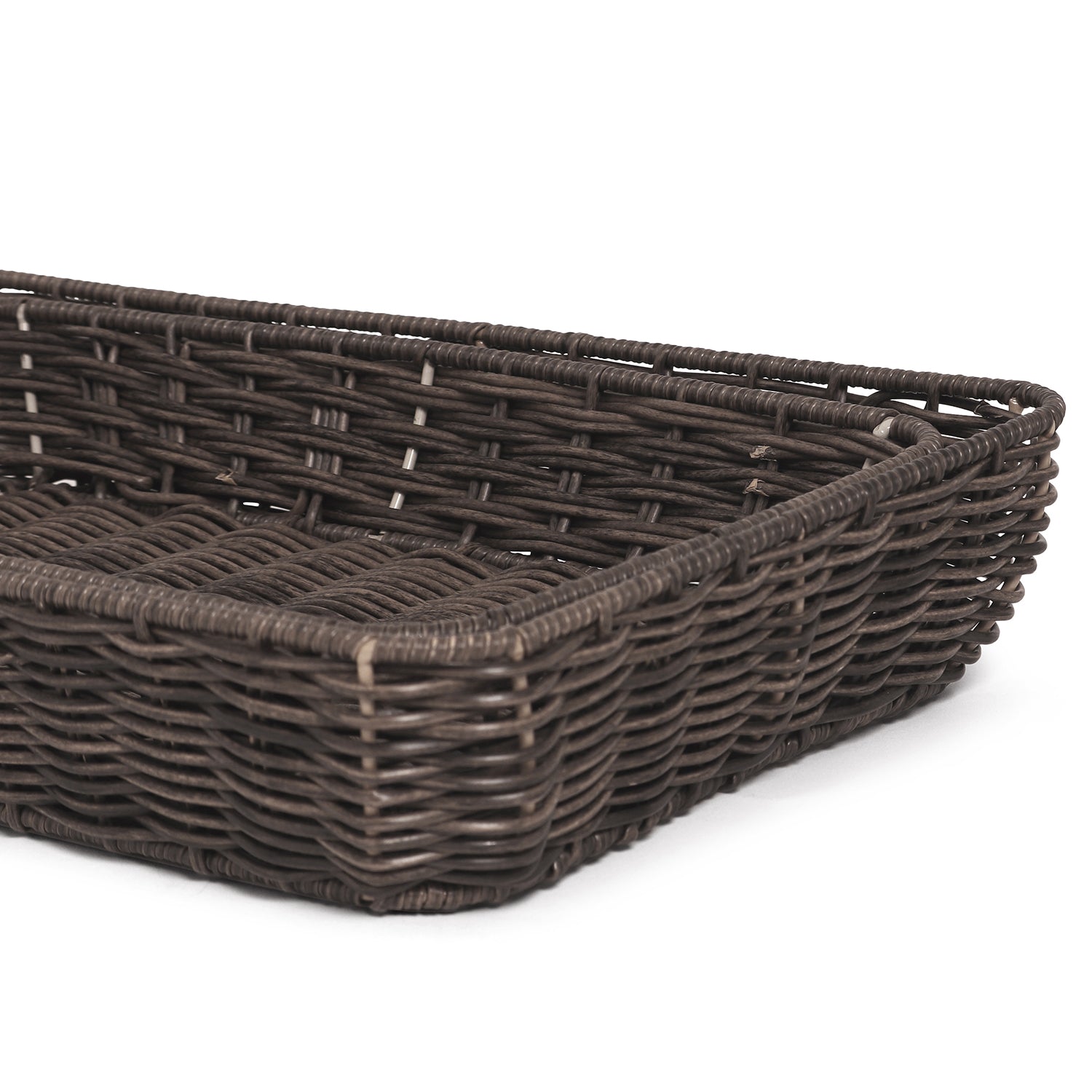 Set Of 2 Brown Resin Wicker Trays