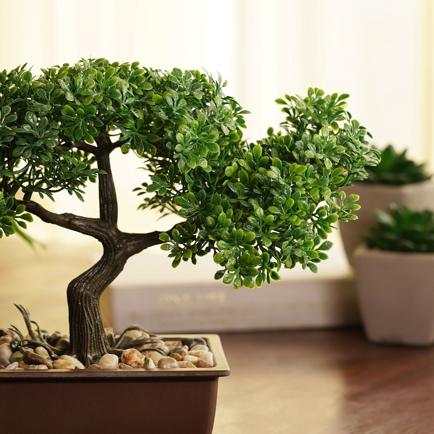 Green Faux Bonsai with Plastic Pot