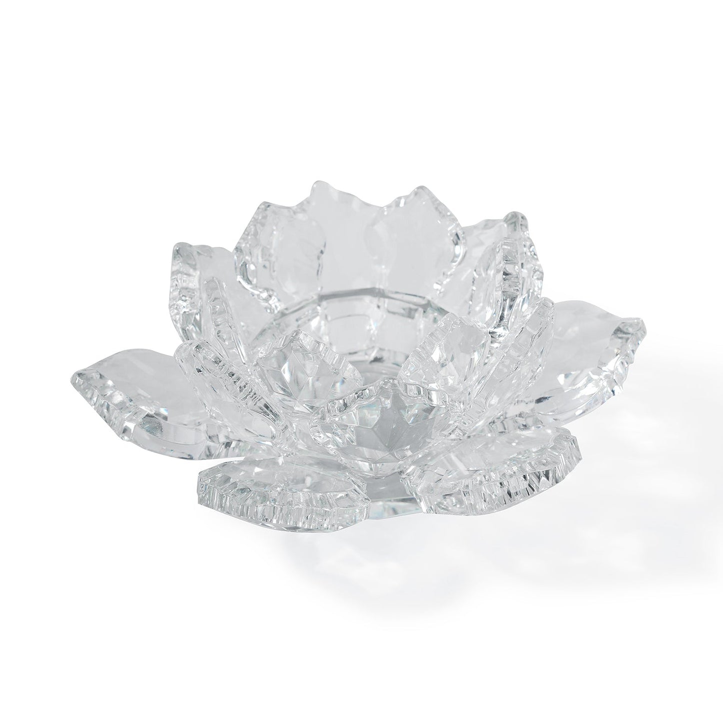 Clear Crystal Lotus Shaped Tealight Candle Holder