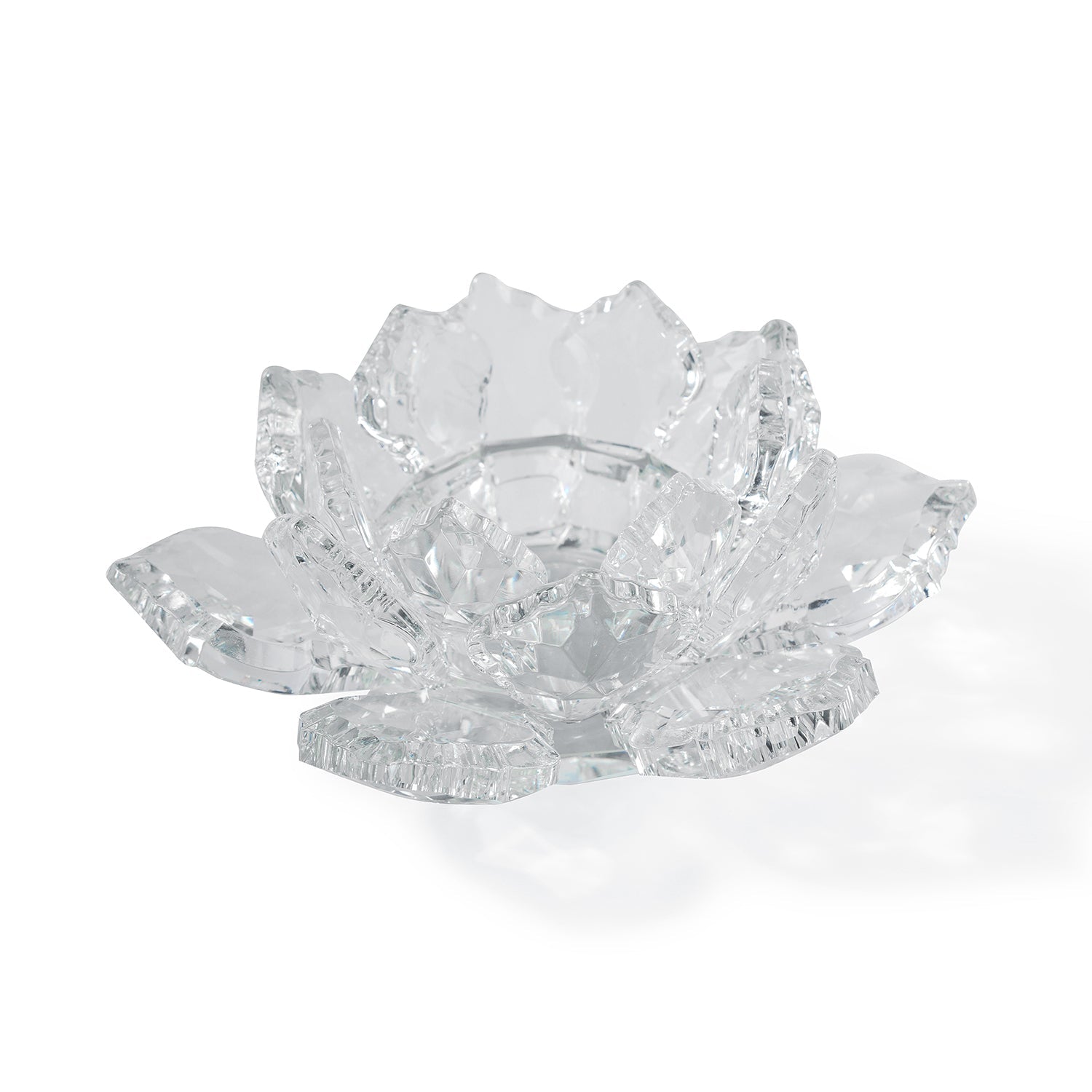 Clear Crystal Lotus Shaped Tealight Candle Holder
