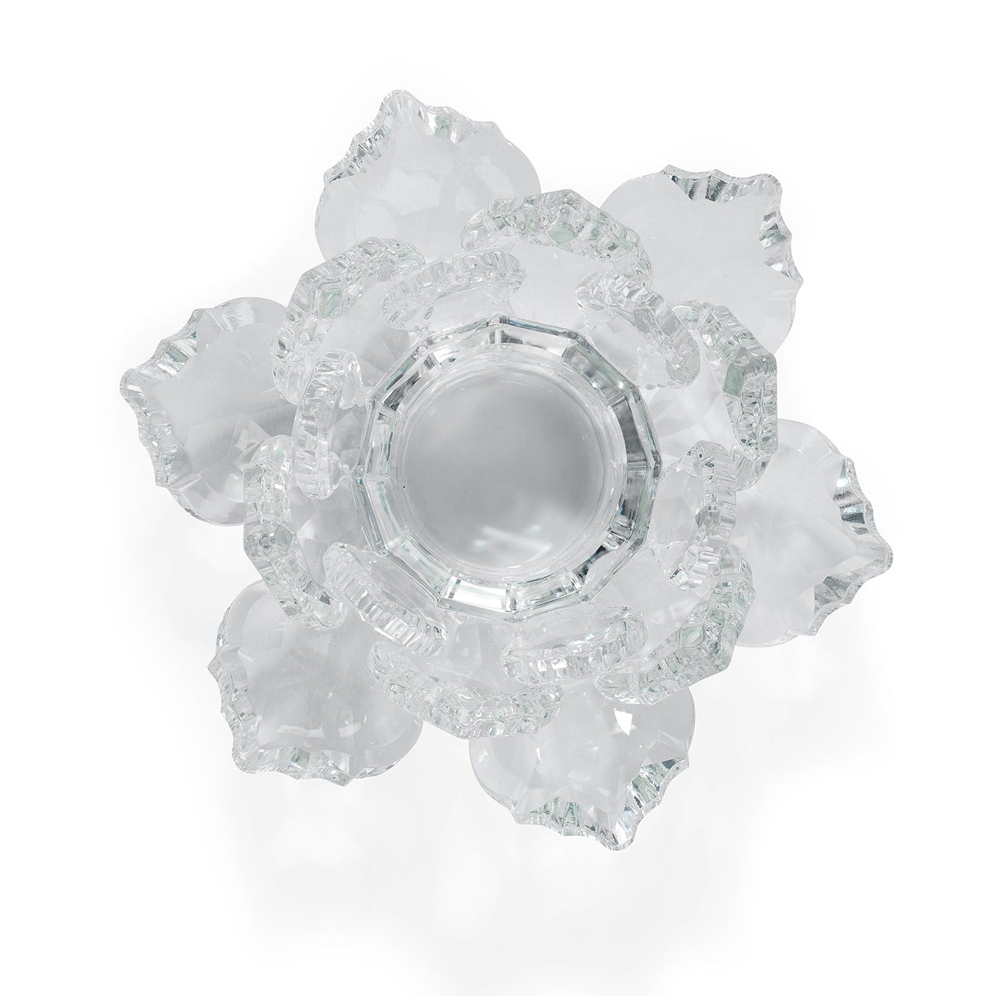 Clear Crystal Lotus Shaped Tealight Candle Holder