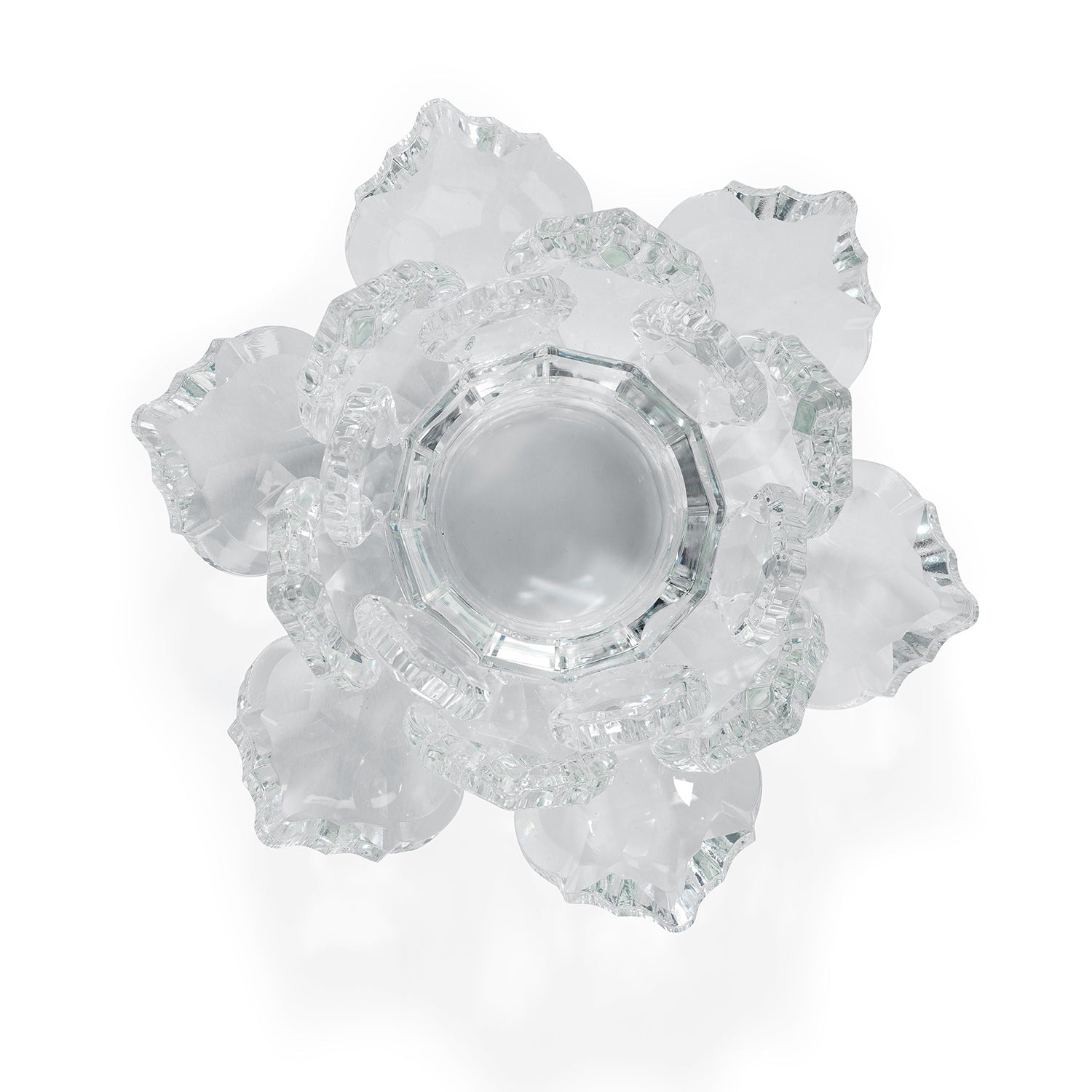Clear Crystal Lotus Shaped Tealight Candle Holder