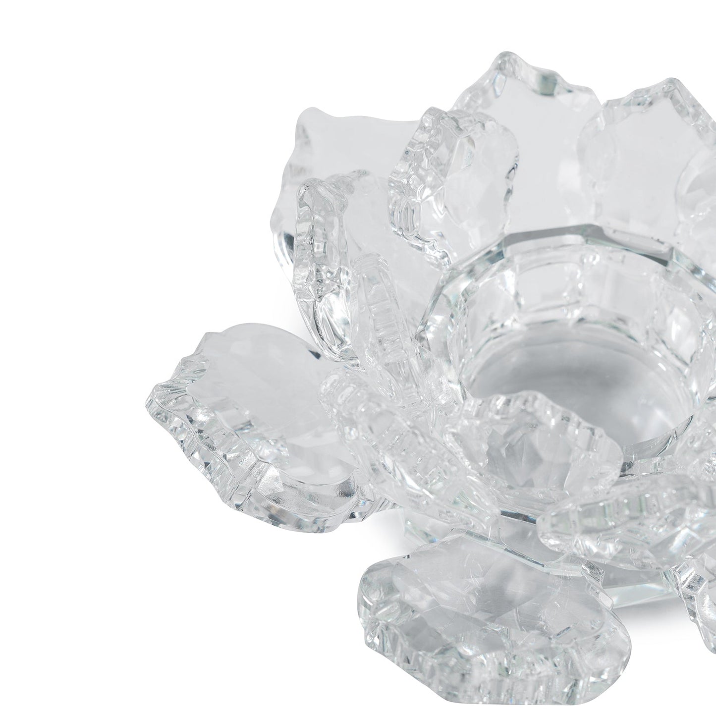 Clear Crystal Lotus Shaped Tealight Candle Holder