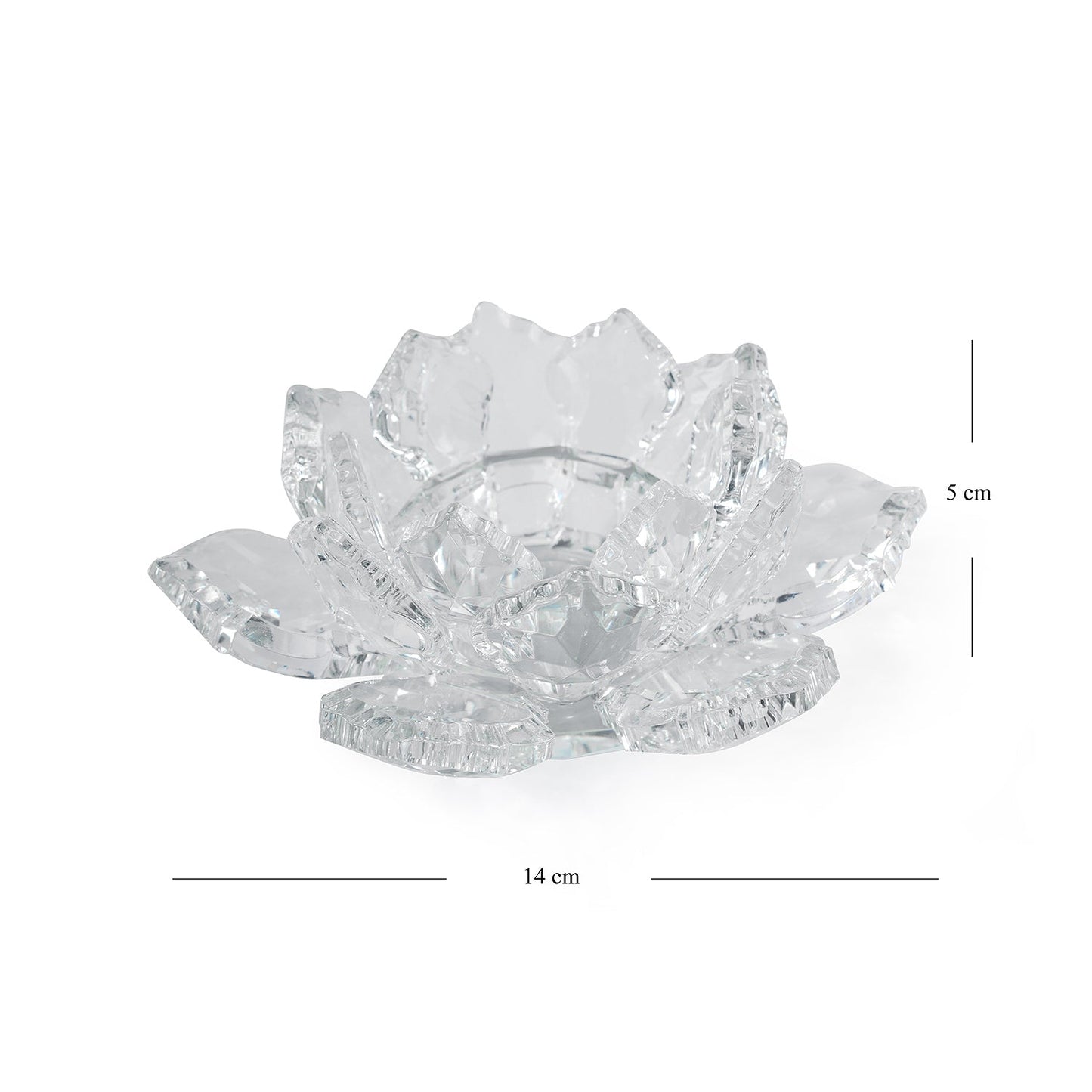 Clear Crystal Lotus Shaped Tealight Candle Holder