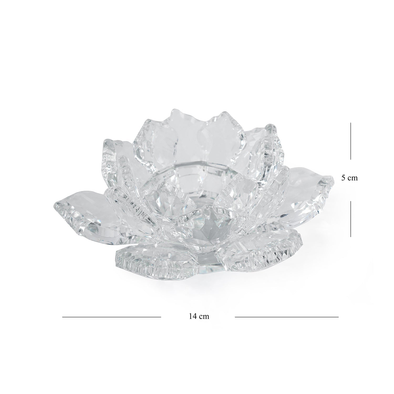 Clear Crystal Lotus Shaped Tealight Candle Holder