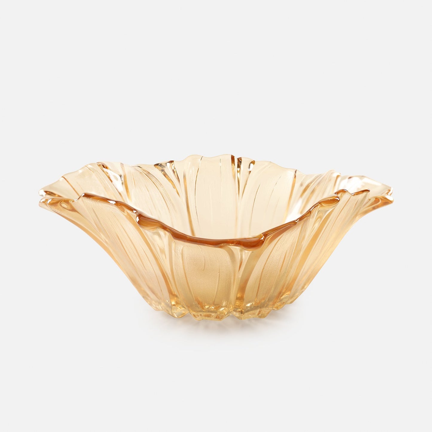 Gold Floral Design Glass Bowl-Large