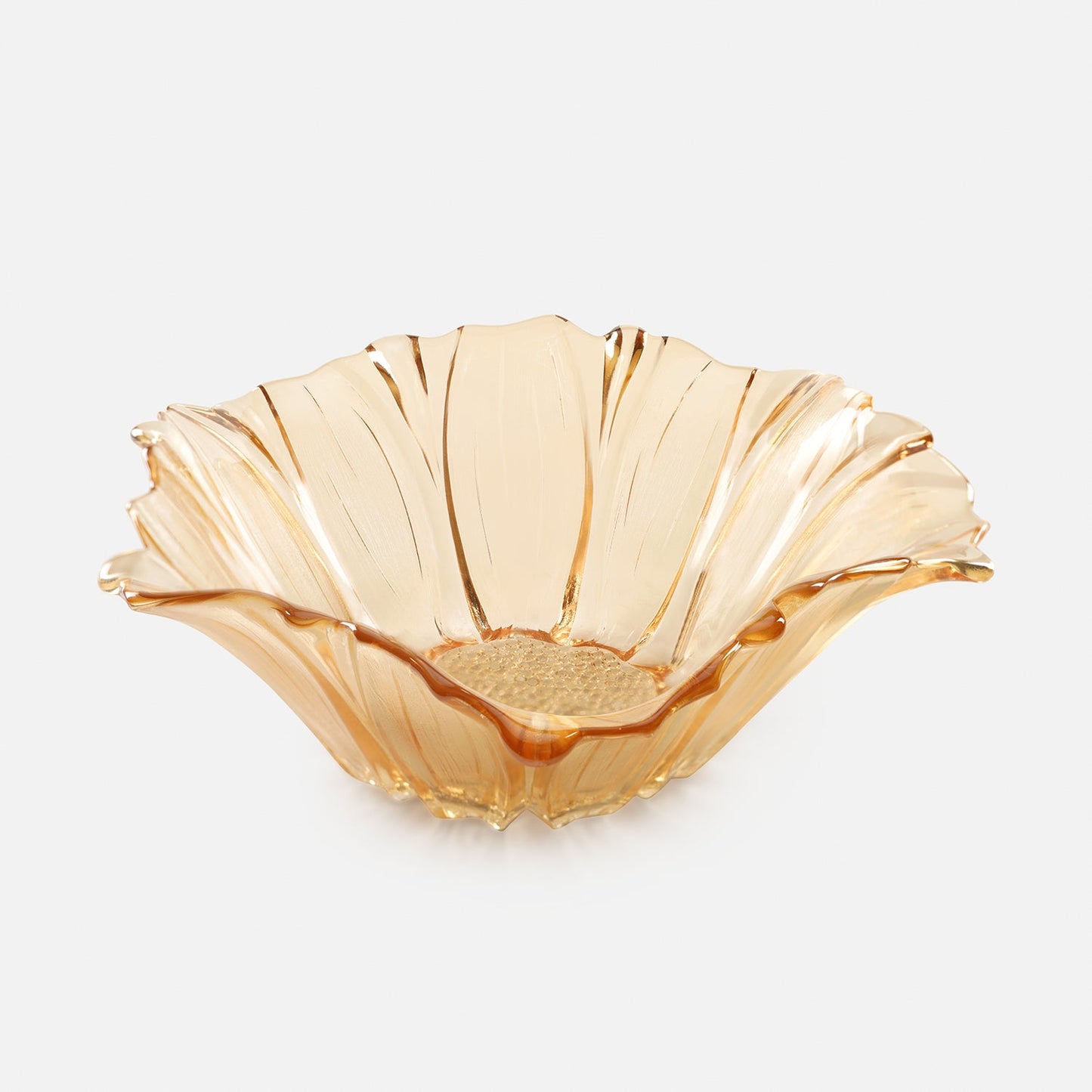 Gold Floral Design Glass Bowl-Large