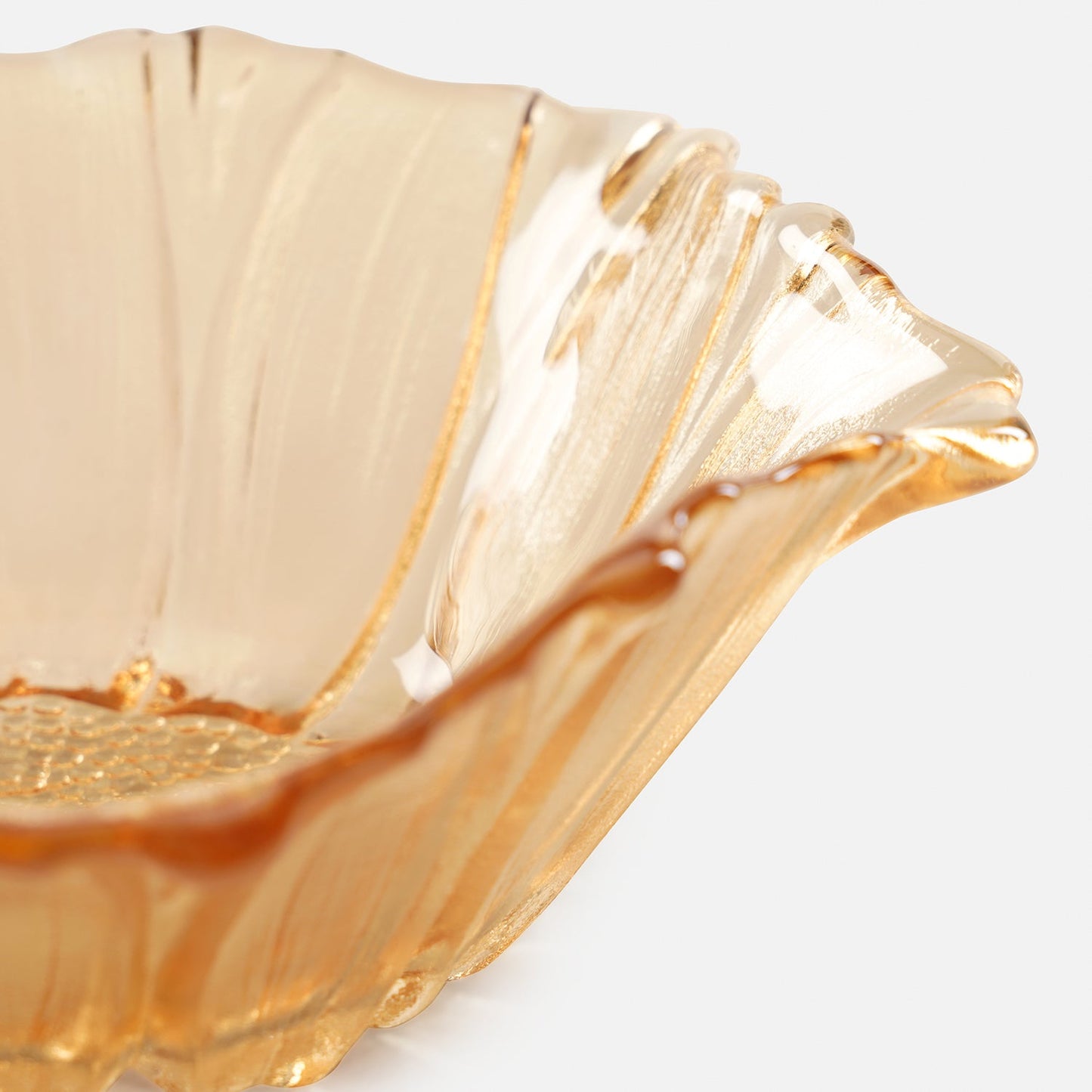 Gold Floral Design Glass Bowl-Large