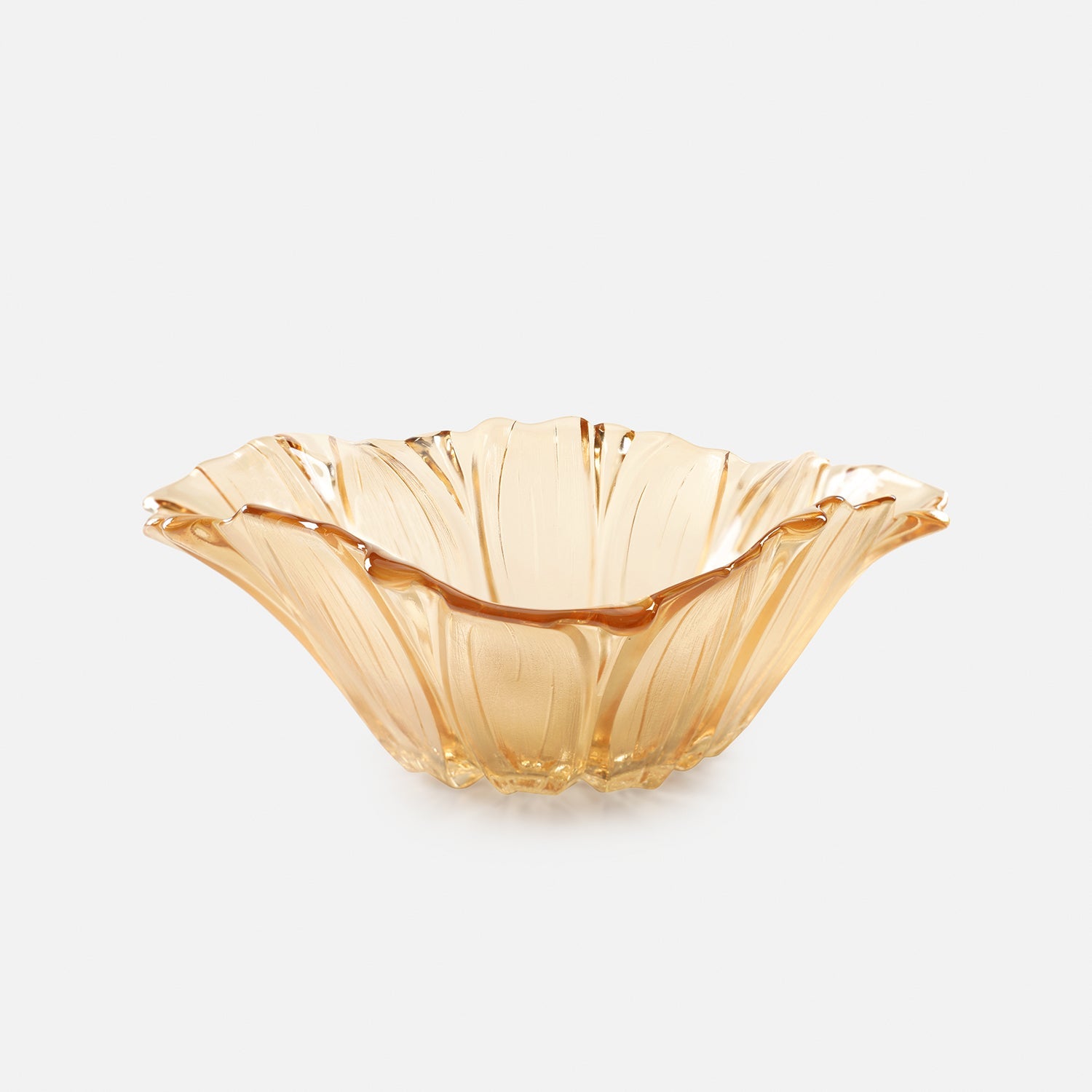 Gold Floral Design Glass Bowl-S