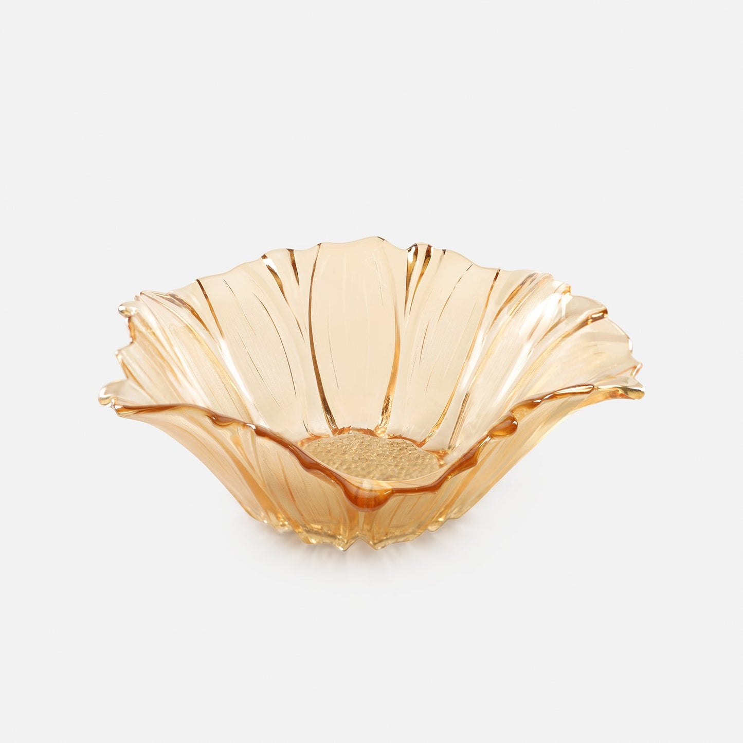 Gold Floral Design Glass Bowl-S