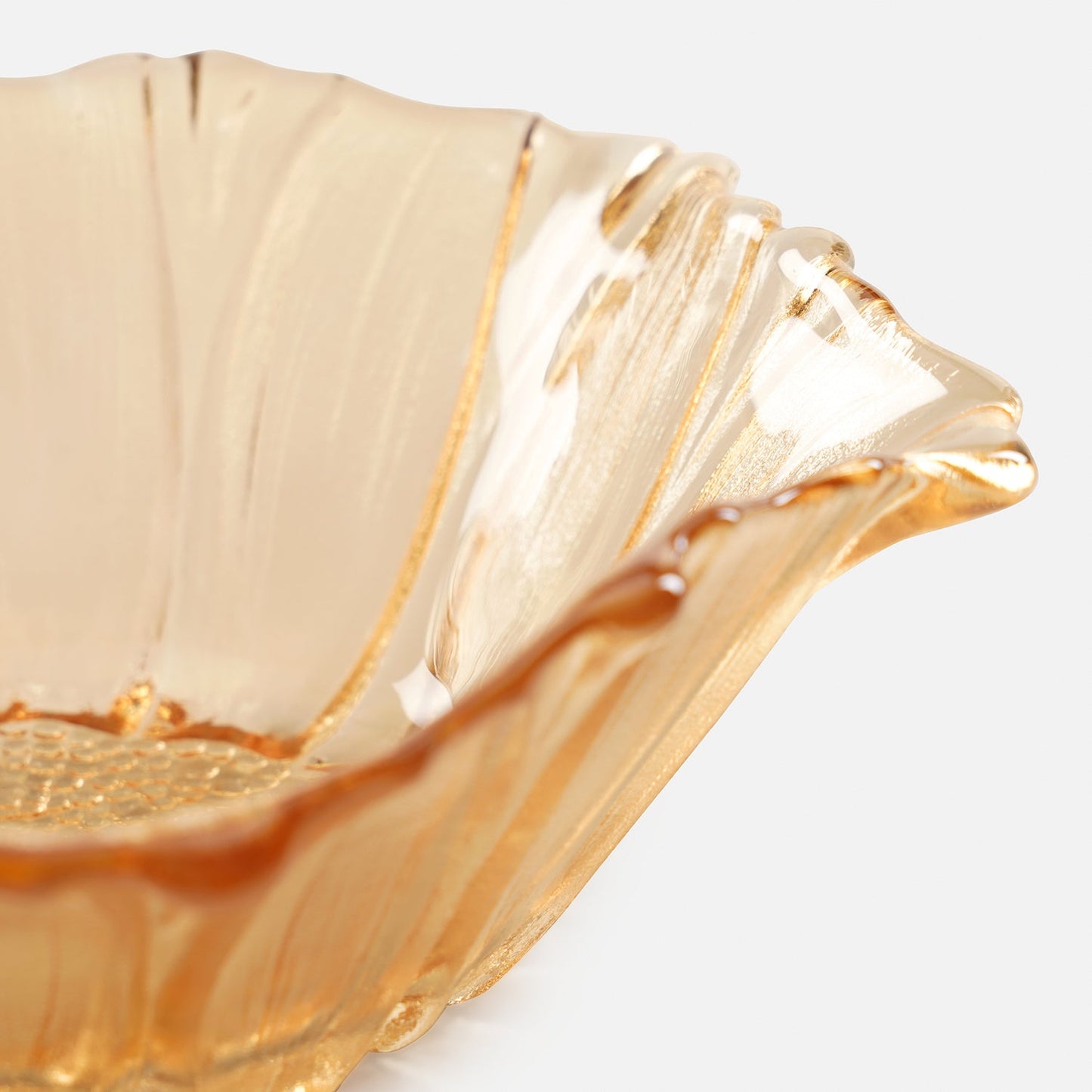 Gold Floral Design Glass Bowl-S
