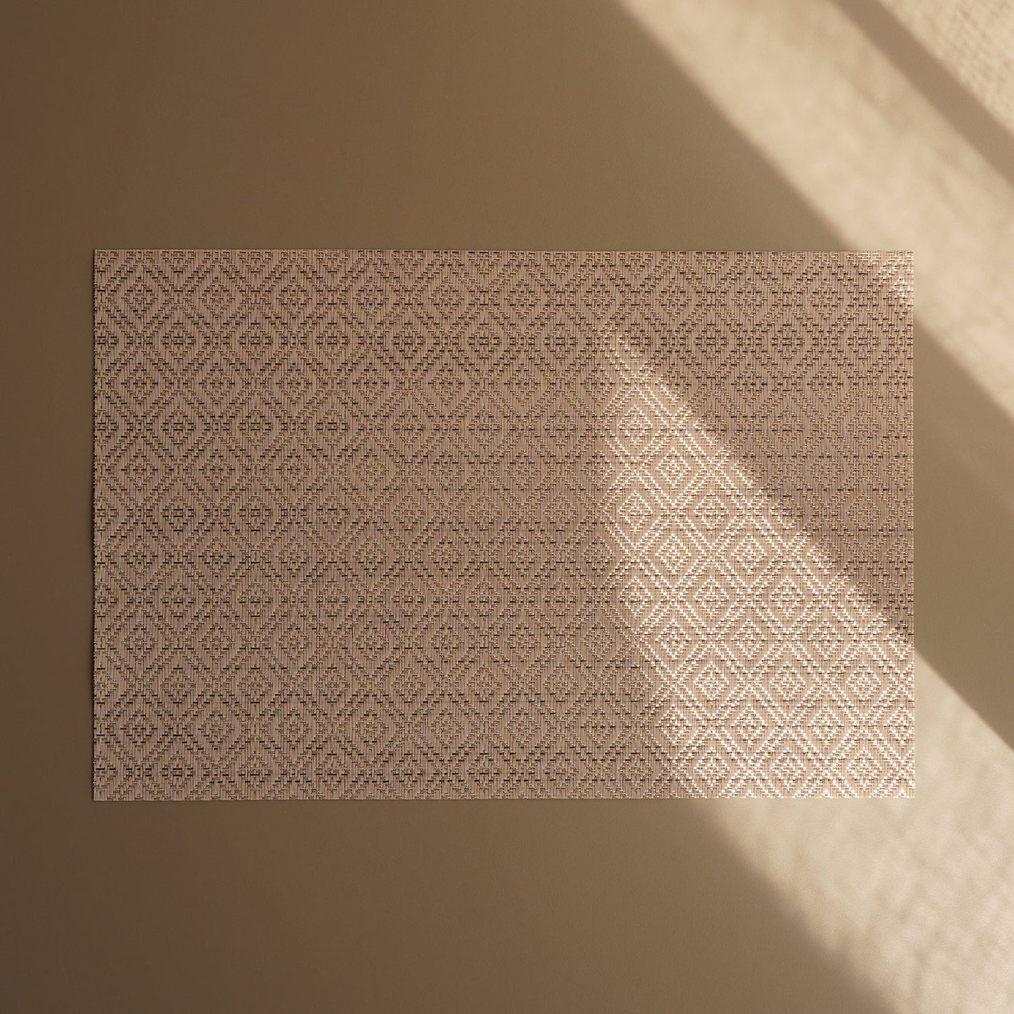Set Of 2 Beige Geometric Design PVC Placemats