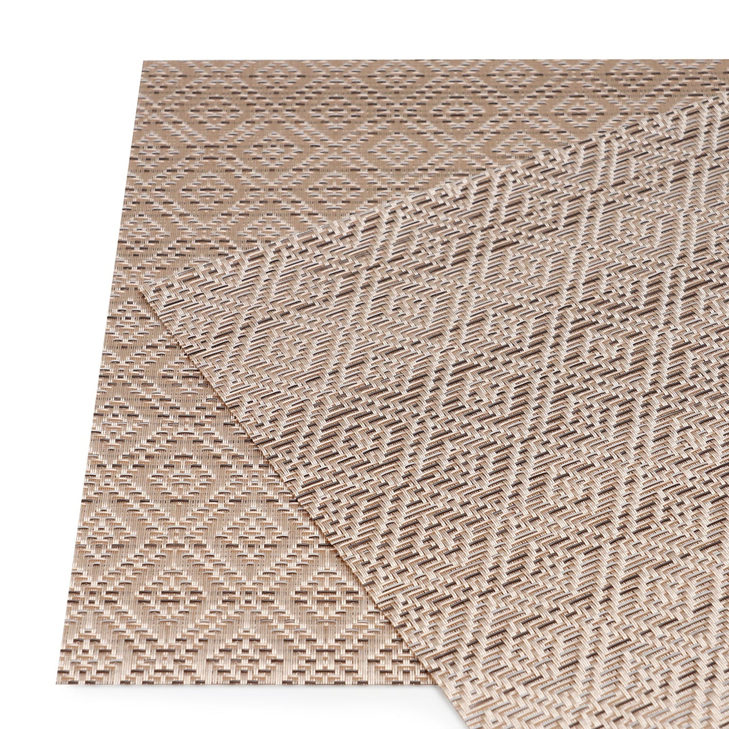 Set Of 2 Beige Geometric Design PVC Placemats
