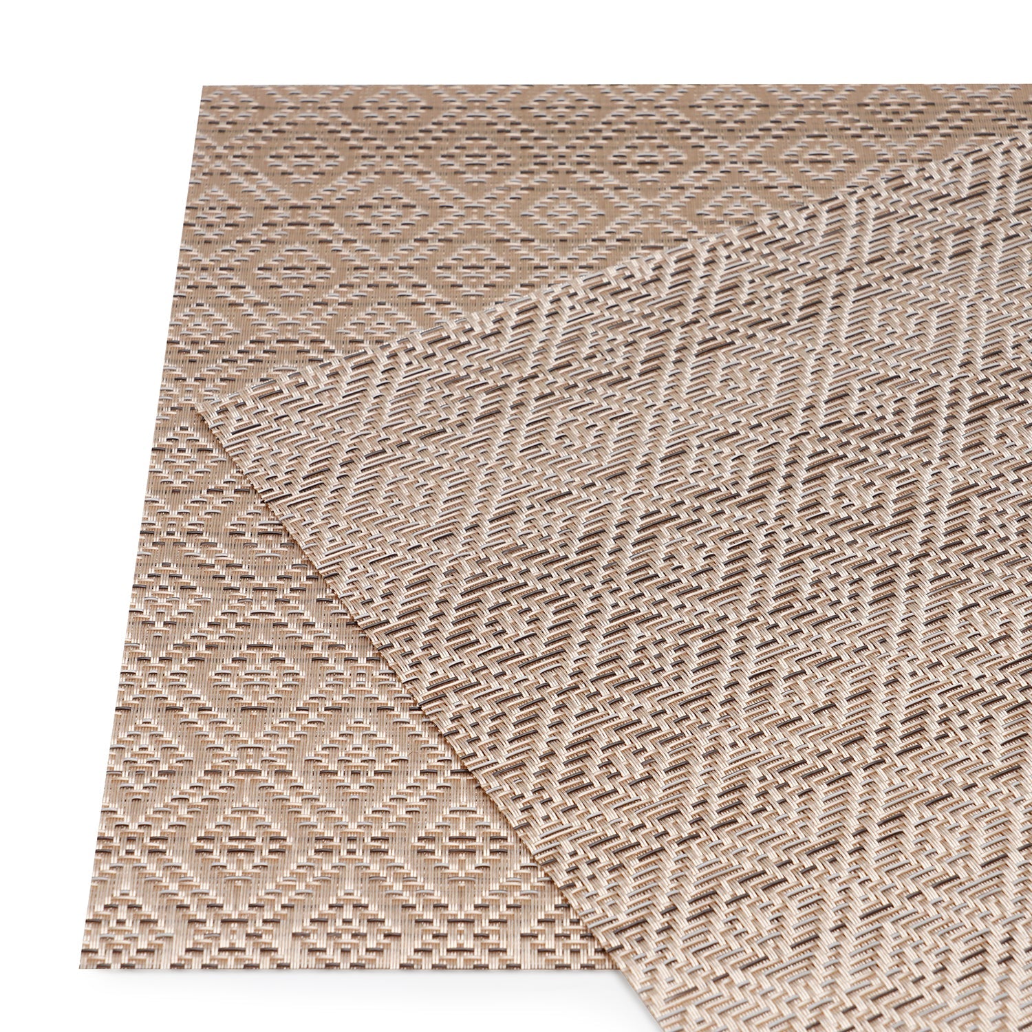 Set Of 2 Beige Geometric Design PVC Placemats