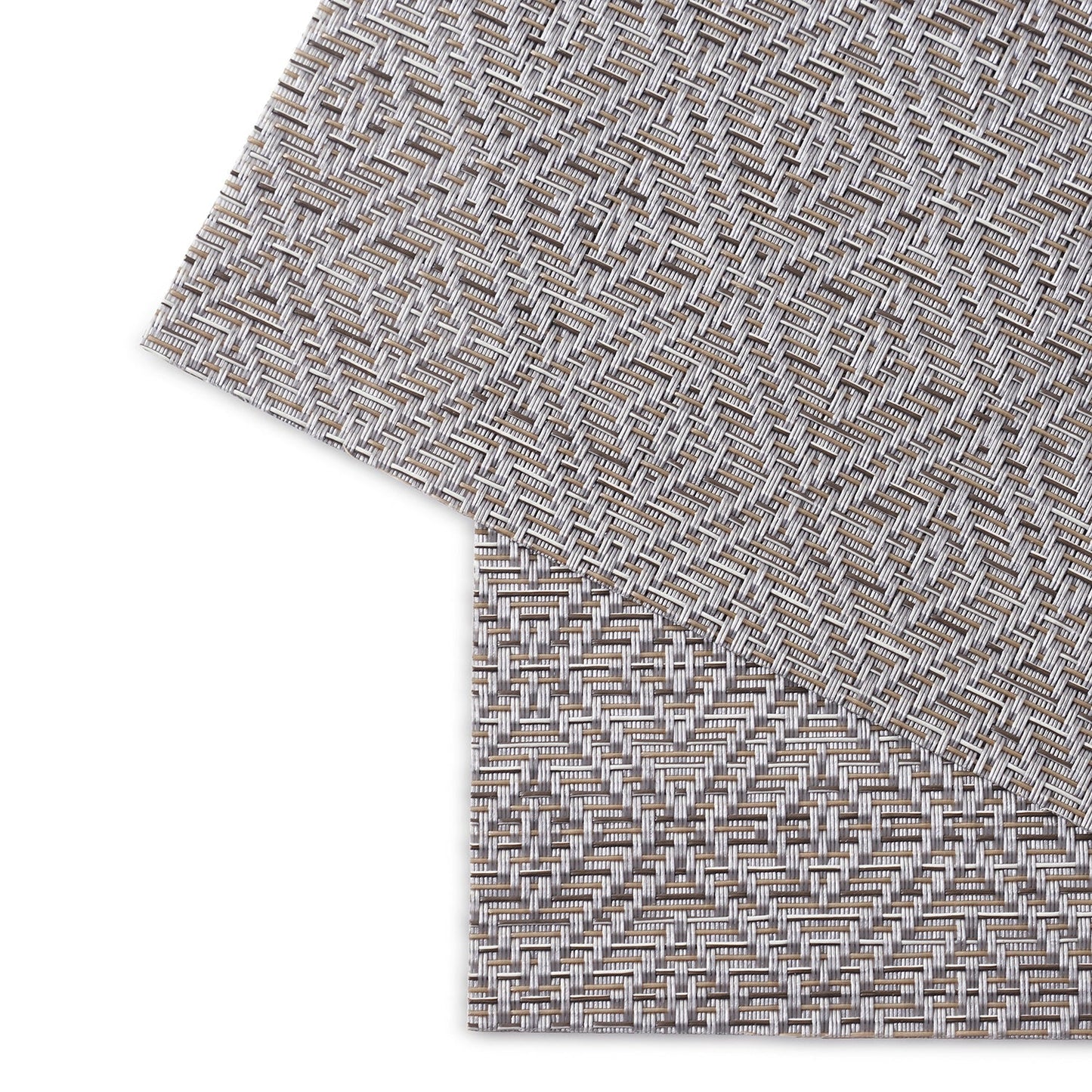 Set Of 2 Silver Geometric Design Woven Pvc Placemats