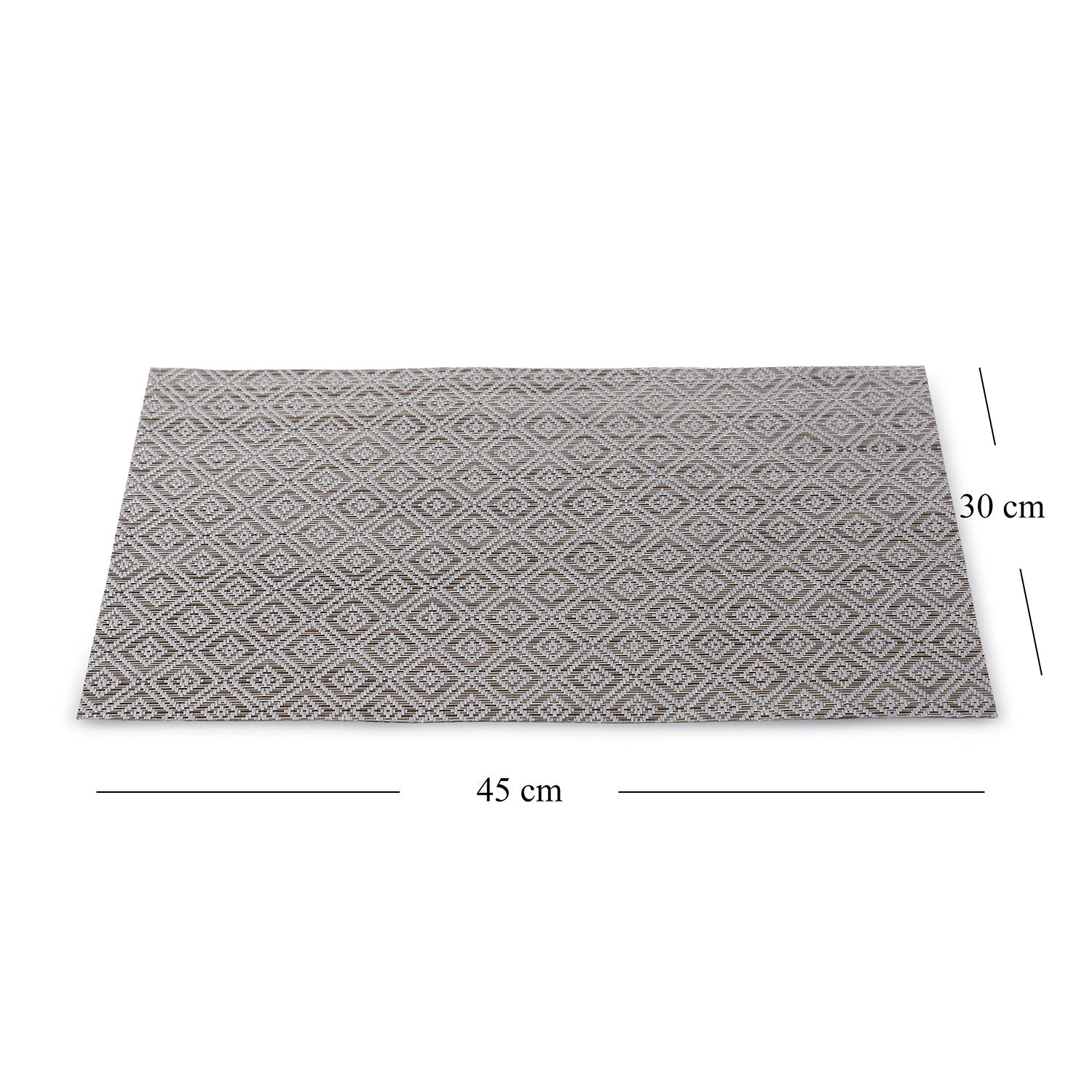 Set Of 2 Silver Geometric Design Woven Pvc Placemats