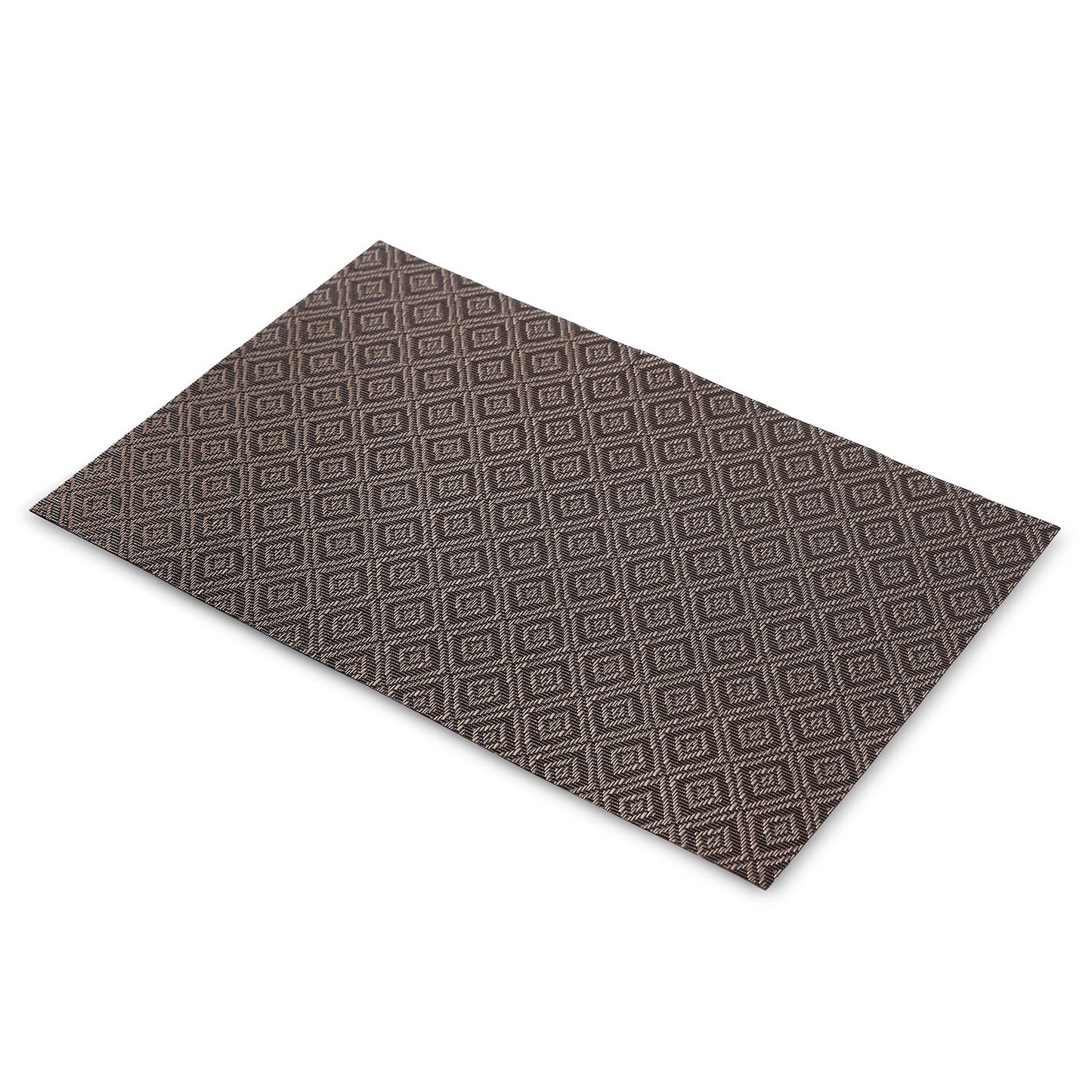 Set Of 2 Brown Geometric Design Pvc Placemats