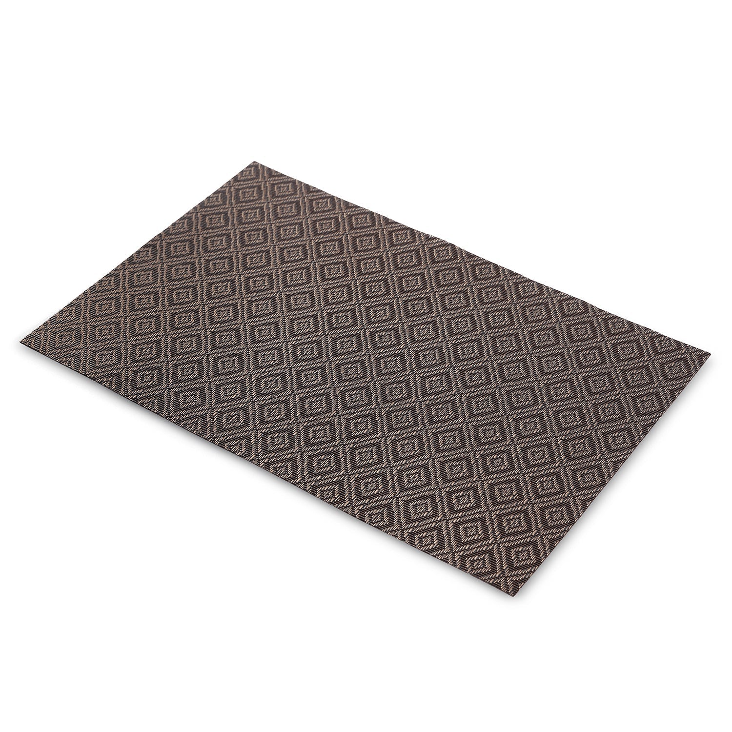 Set Of 2 Brown Geometric Design Pvc Placemats
