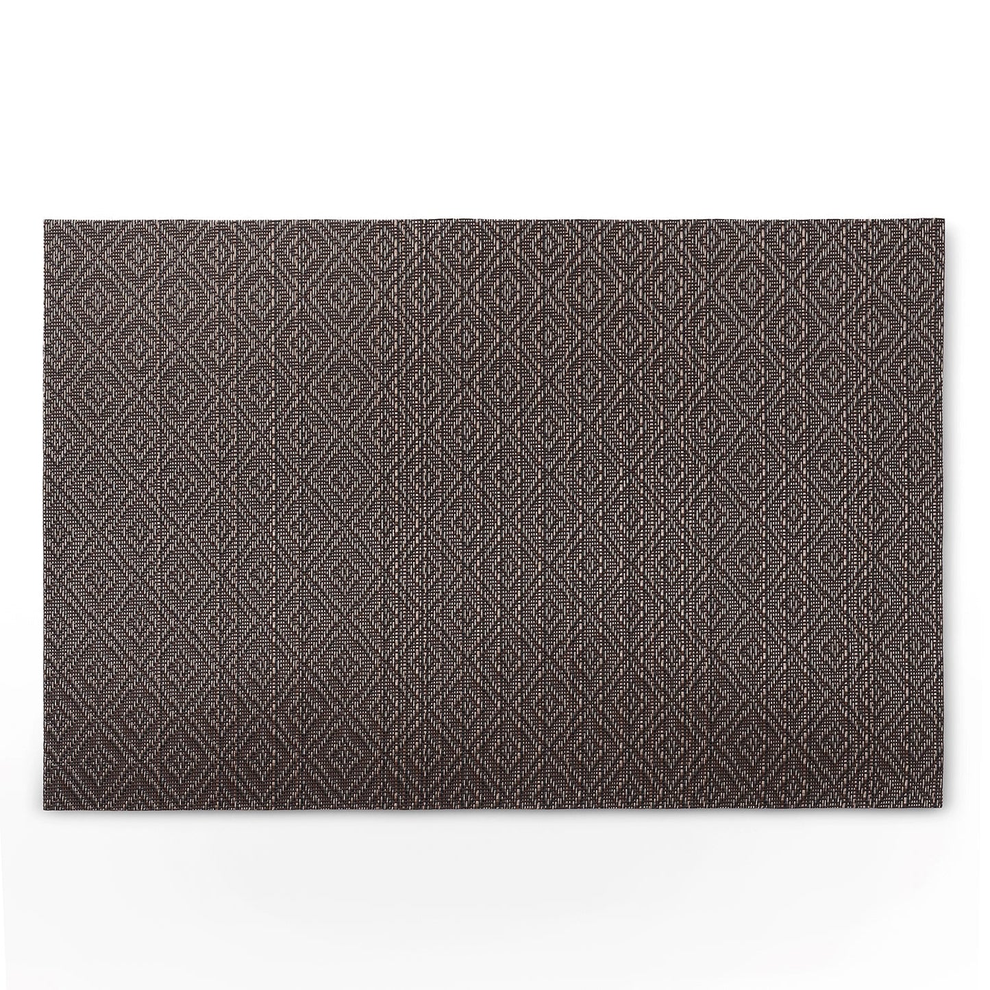 Set Of 2 Brown Geometric Design Pvc Placemats