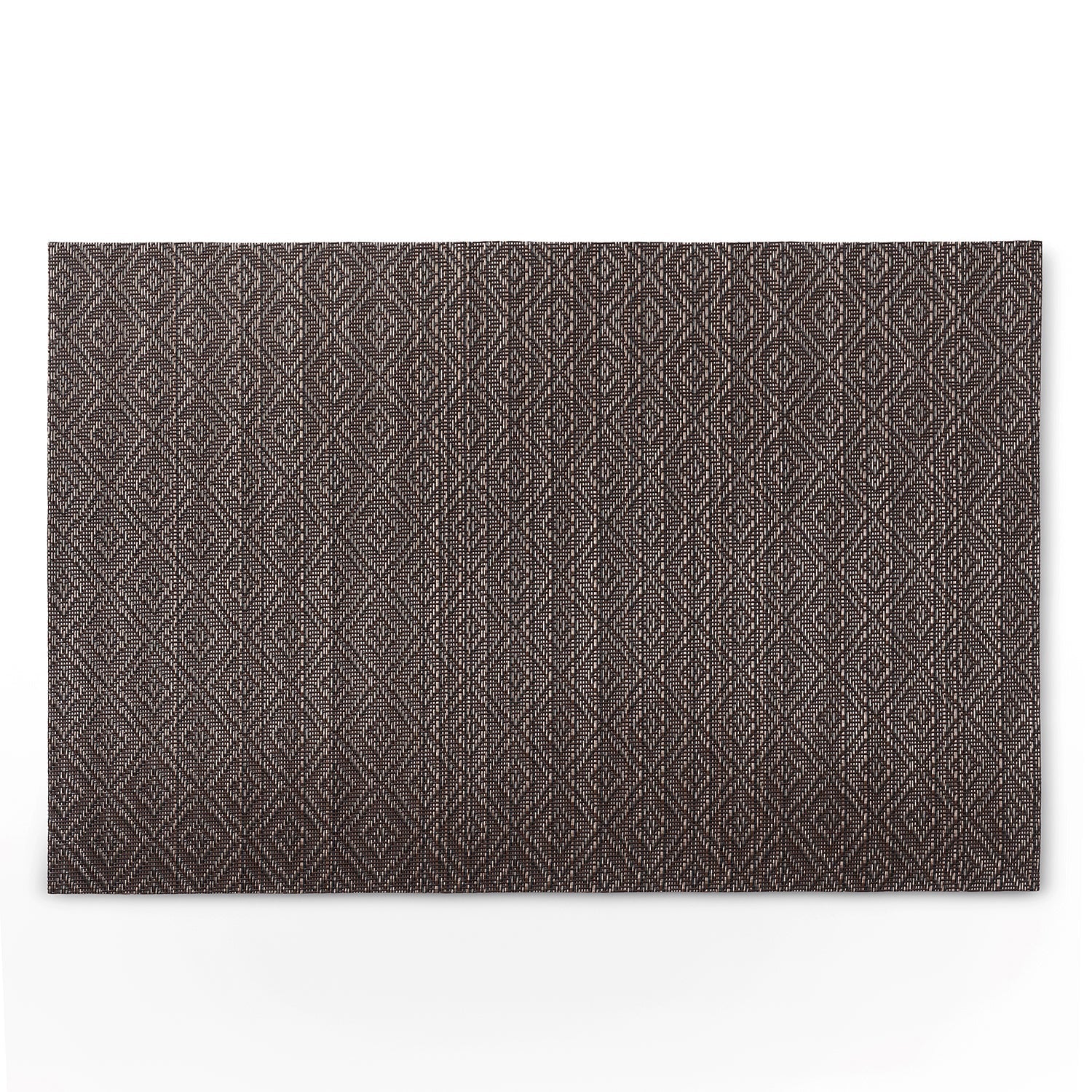Set Of 2 Brown Geometric Design Pvc Placemats